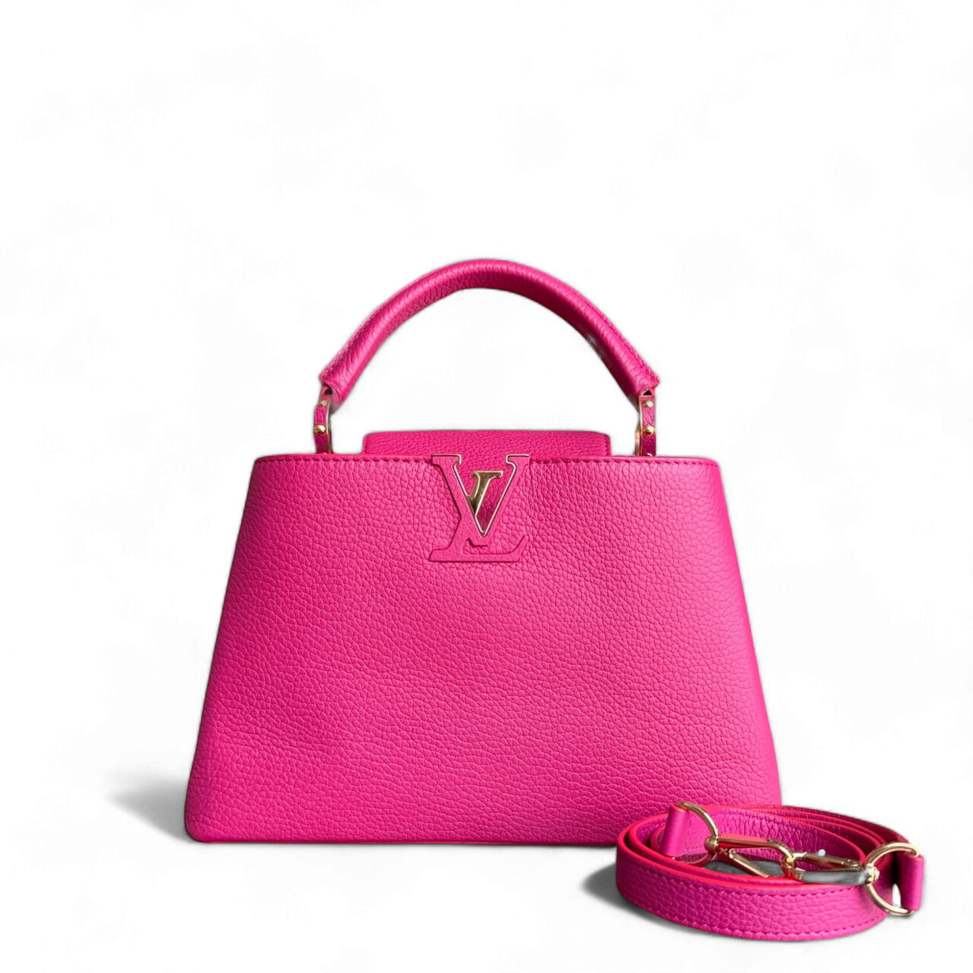 Louis Vuitton Capucines BB - 27CM Grained Calfskin Hot Pink Gold Hardware