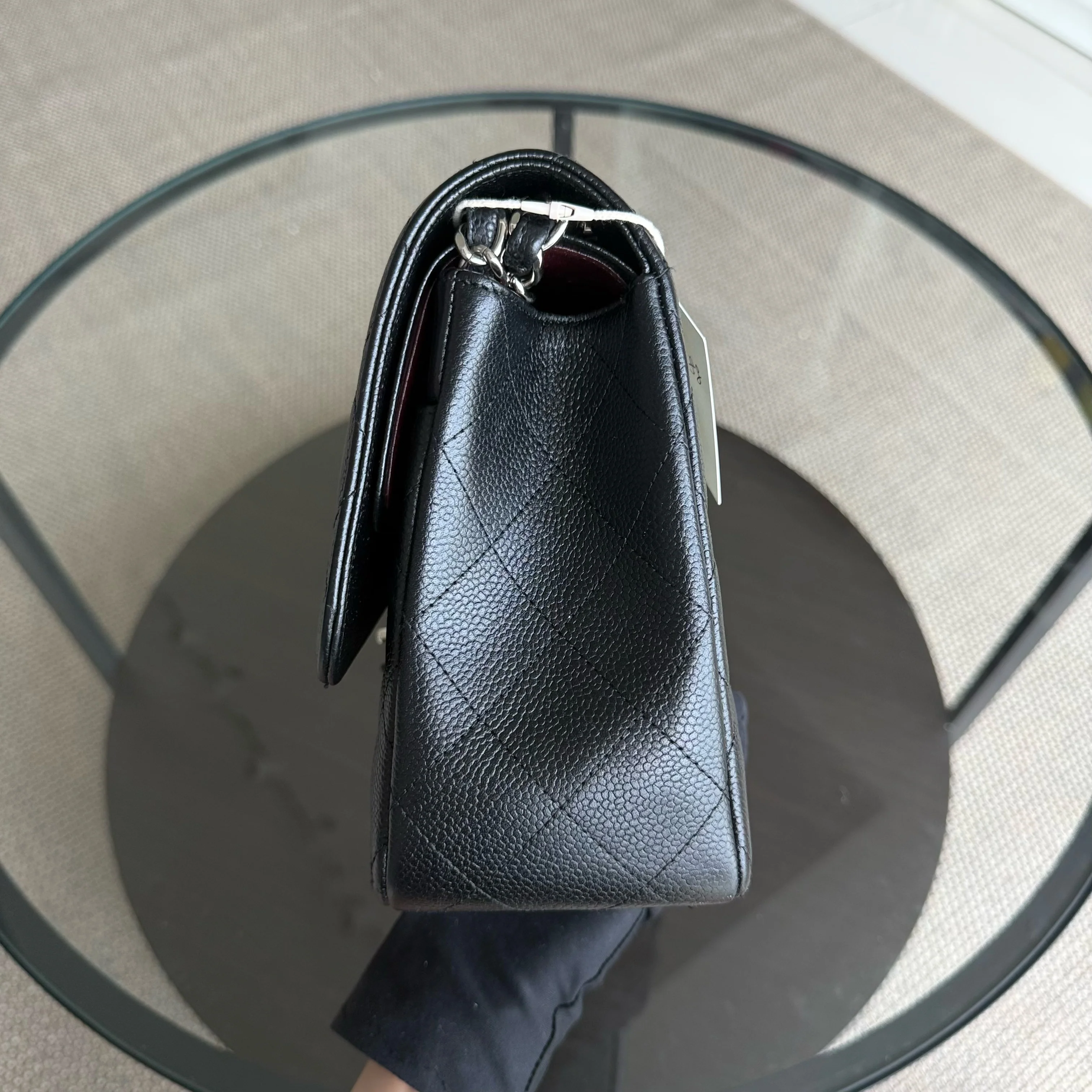 Chanel Classic Flap Jumbo - Caviar 30CM Double Flap Quilted Black Silver Hardware