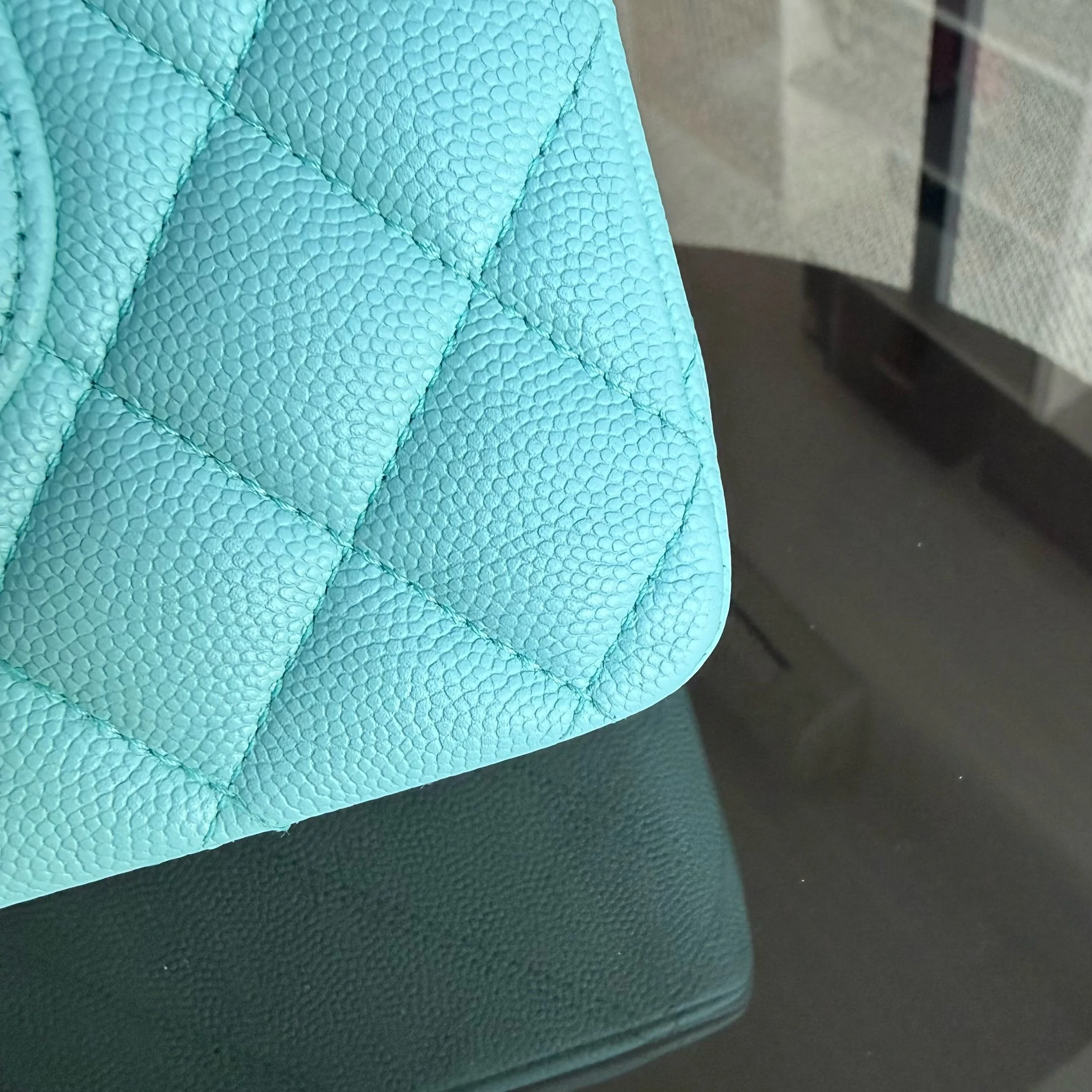 Chanel Classic Flap Medium - Caviar 25CM Quilted Tiffany Light Blue Gold Hardware