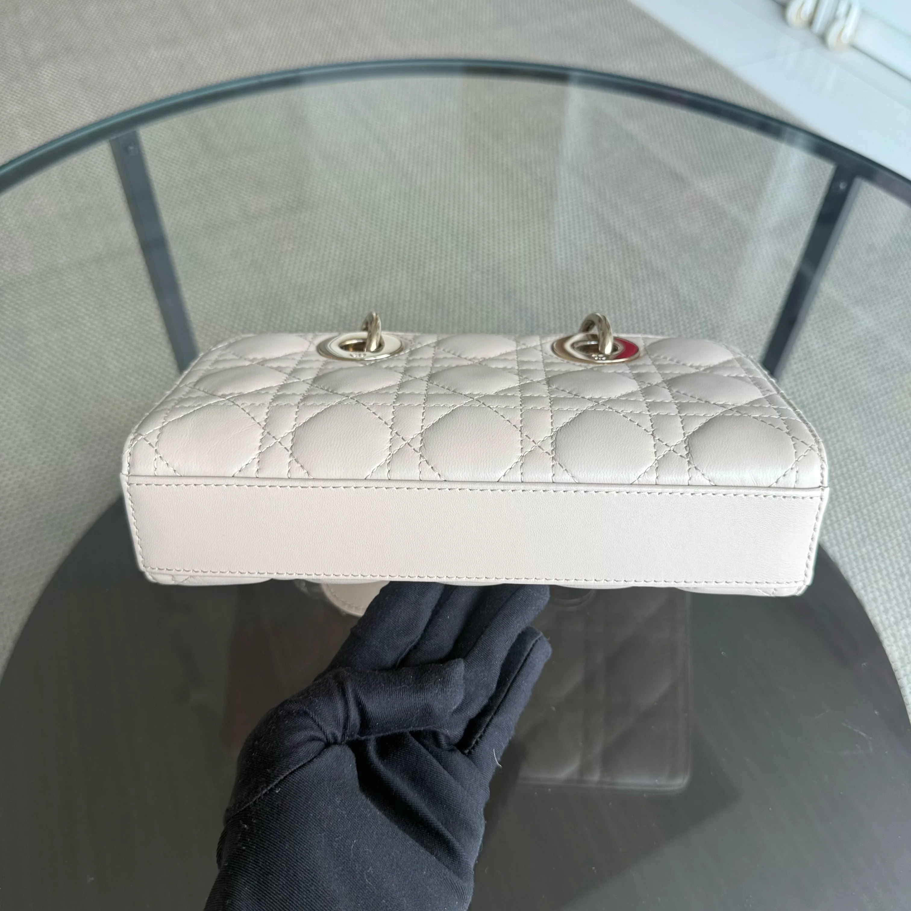 Dior Lady D-Joy Small - Cannage Lambskin Beige Gold Hardware Single Strap