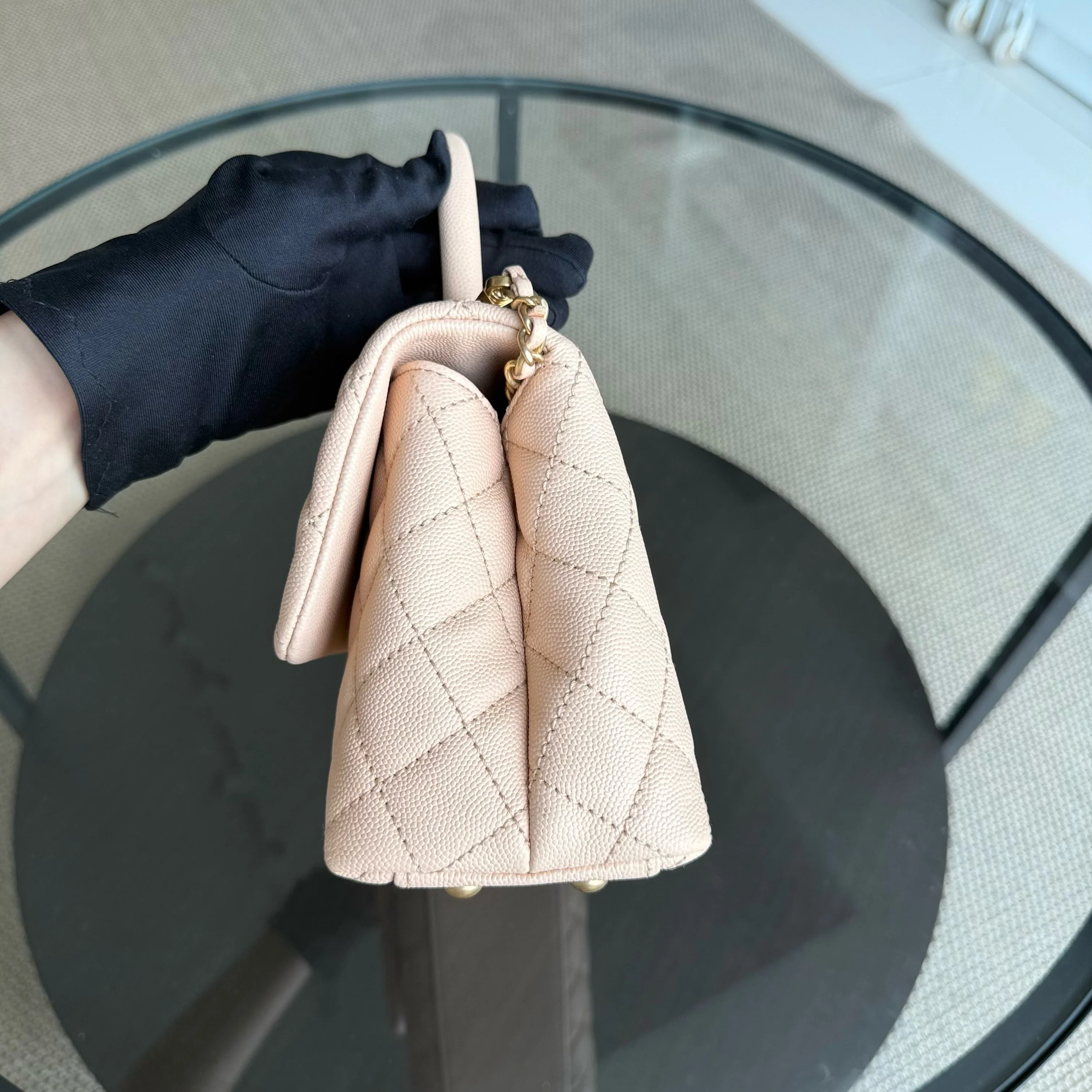 Chanel Coco Handle Small - Caviar Quilted Beige Gold Hardware Series 24