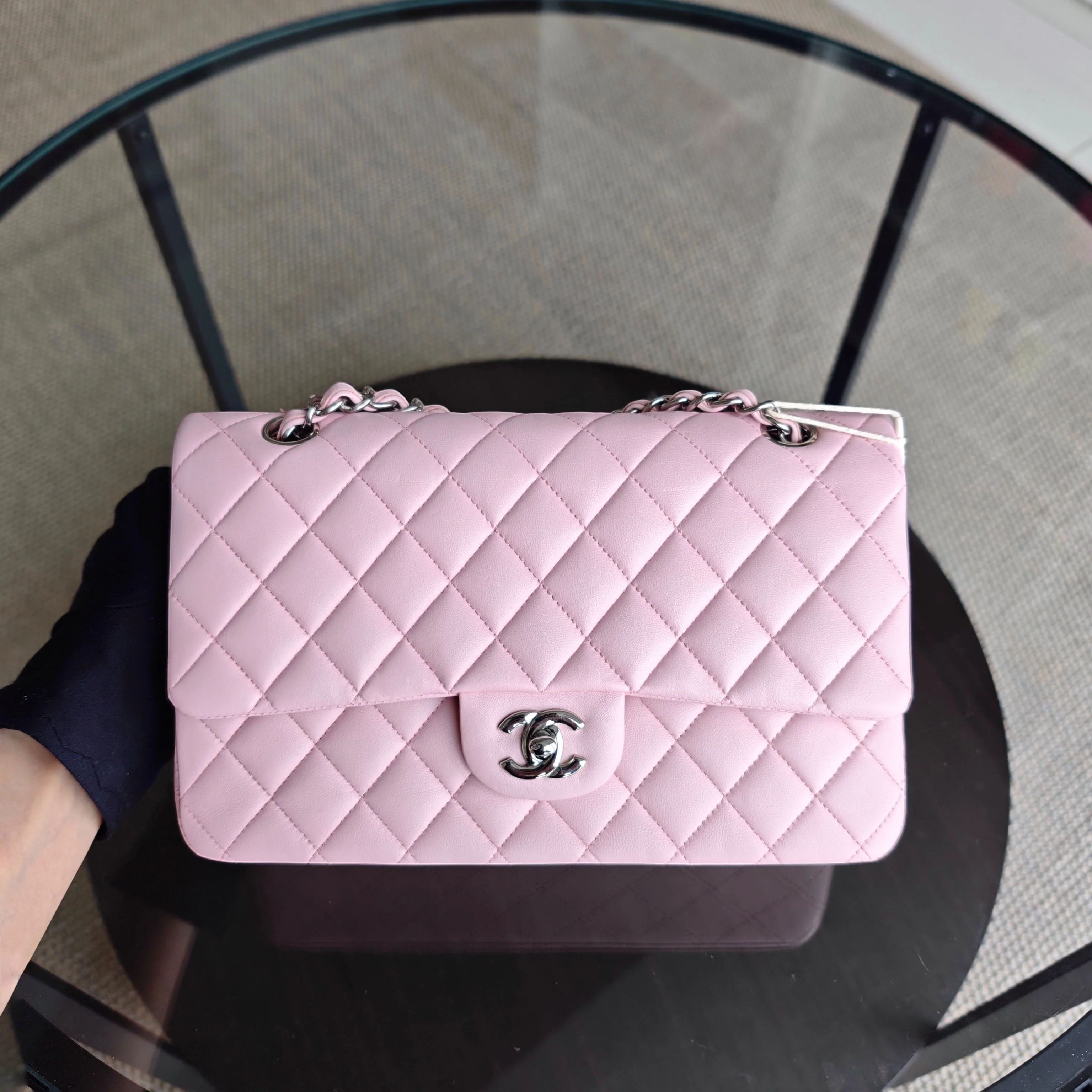 Chanel Classic Flap Medium - 25CM Quilted Lambskin Light Sakura Pink Silver Hardware Series 25