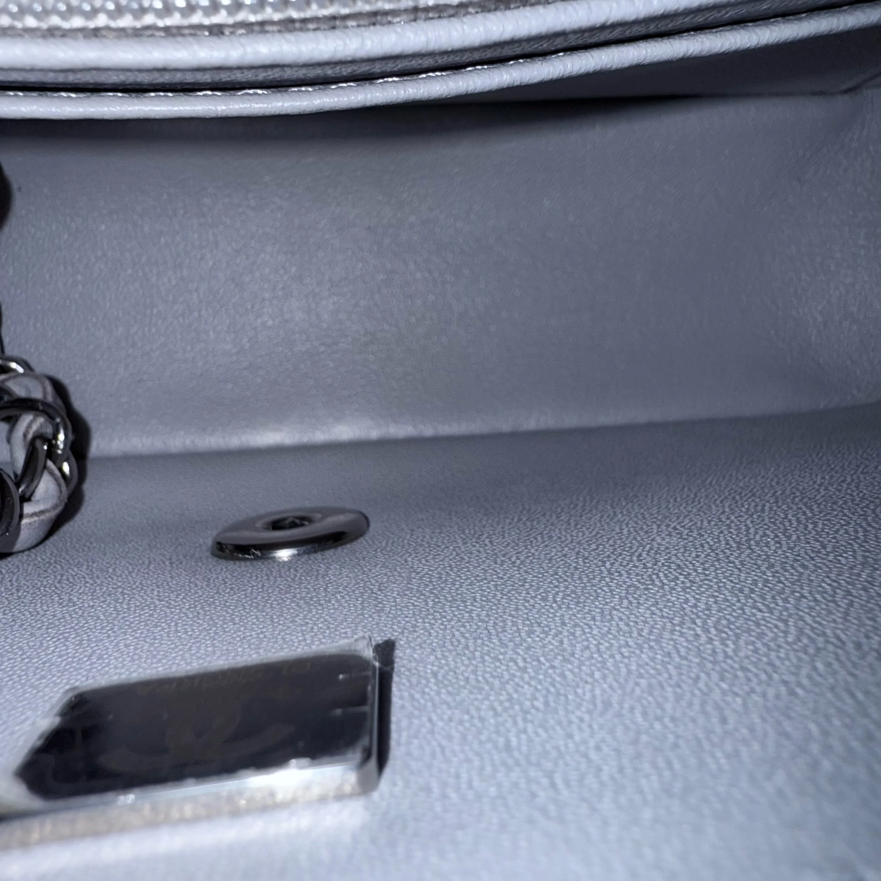 Chanel Lambskin Mini Rectangle Classic Flap - 20CM Quilted Gray Silver Hardware Microchip