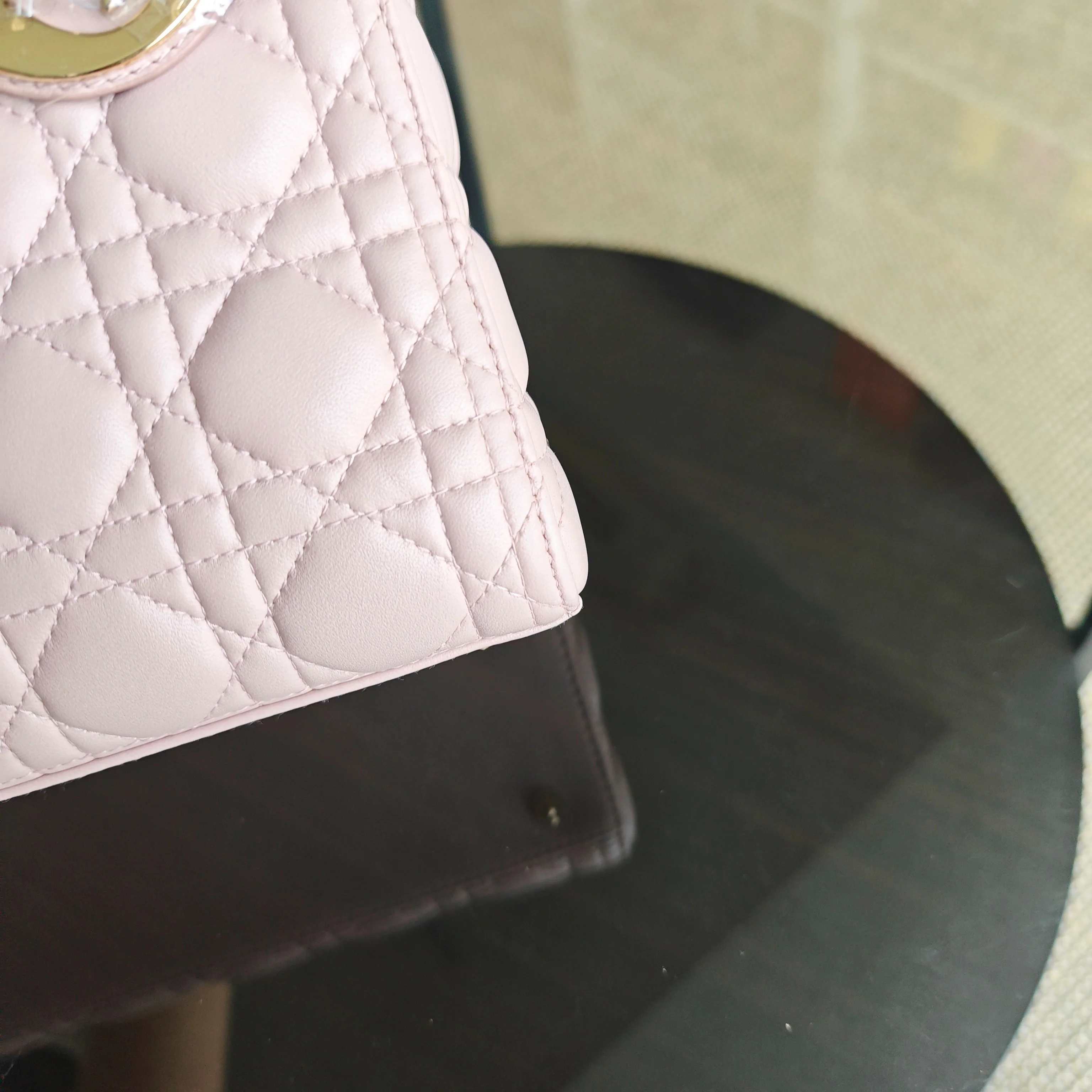 Dior Lady Medium Cannage Lambskin Light Pink Gold Hardware