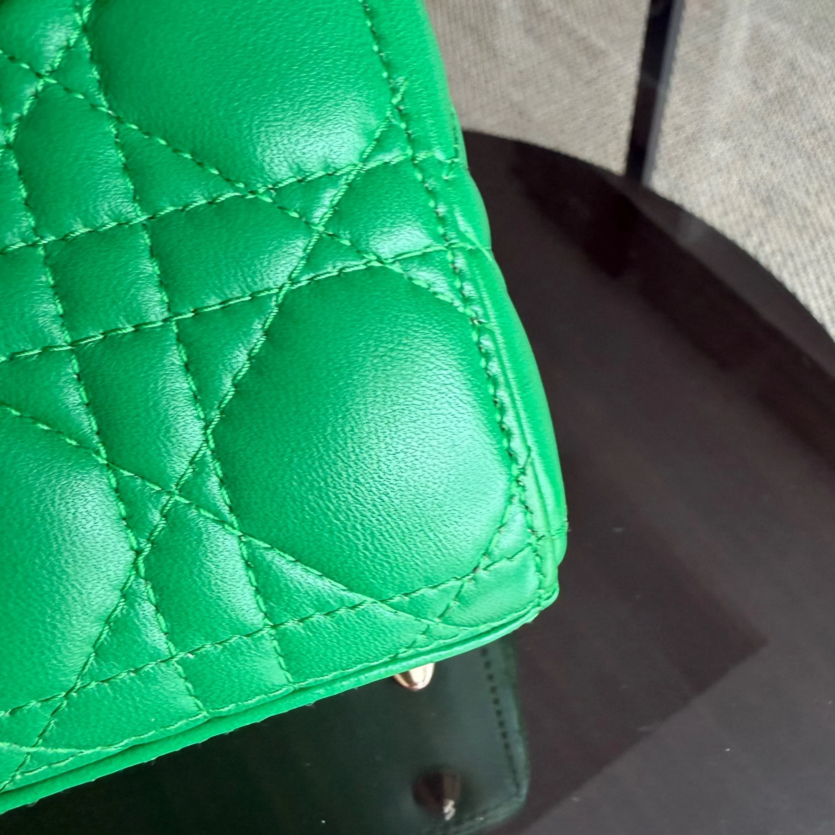 Dior Lady Small Flap - Cannage Lambskin Green Gold Hardware