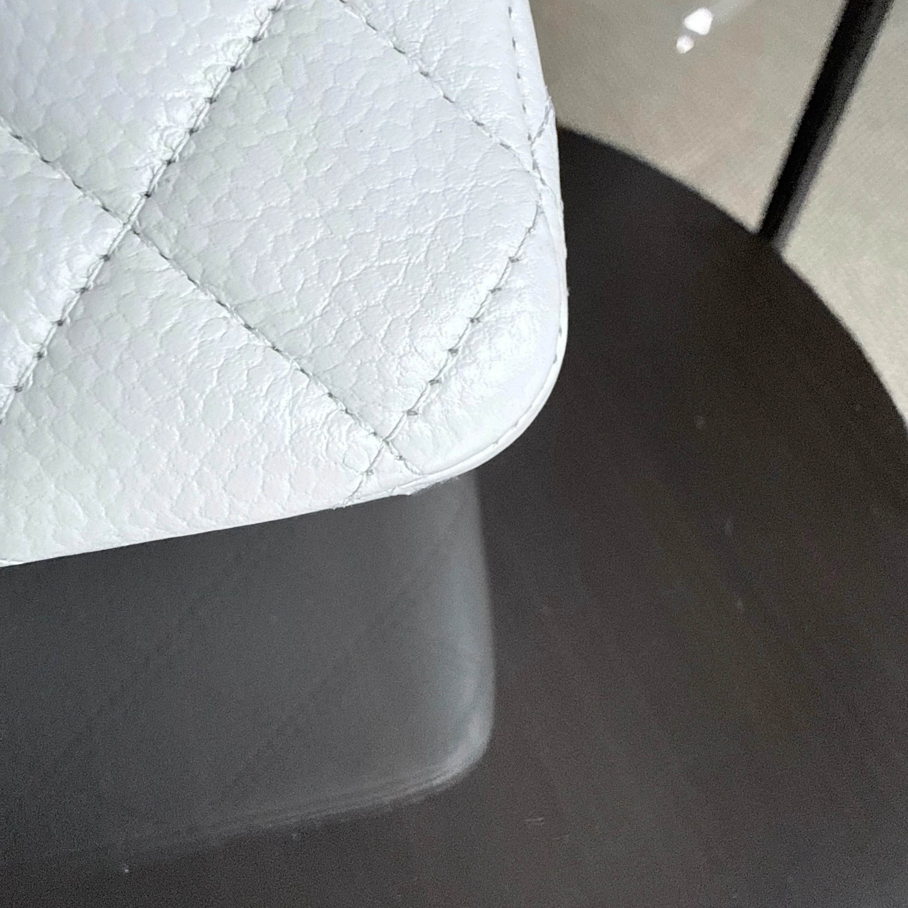 Chanel Classic Flap Medium - Caviar Quilted White Silver Hardware Series 18