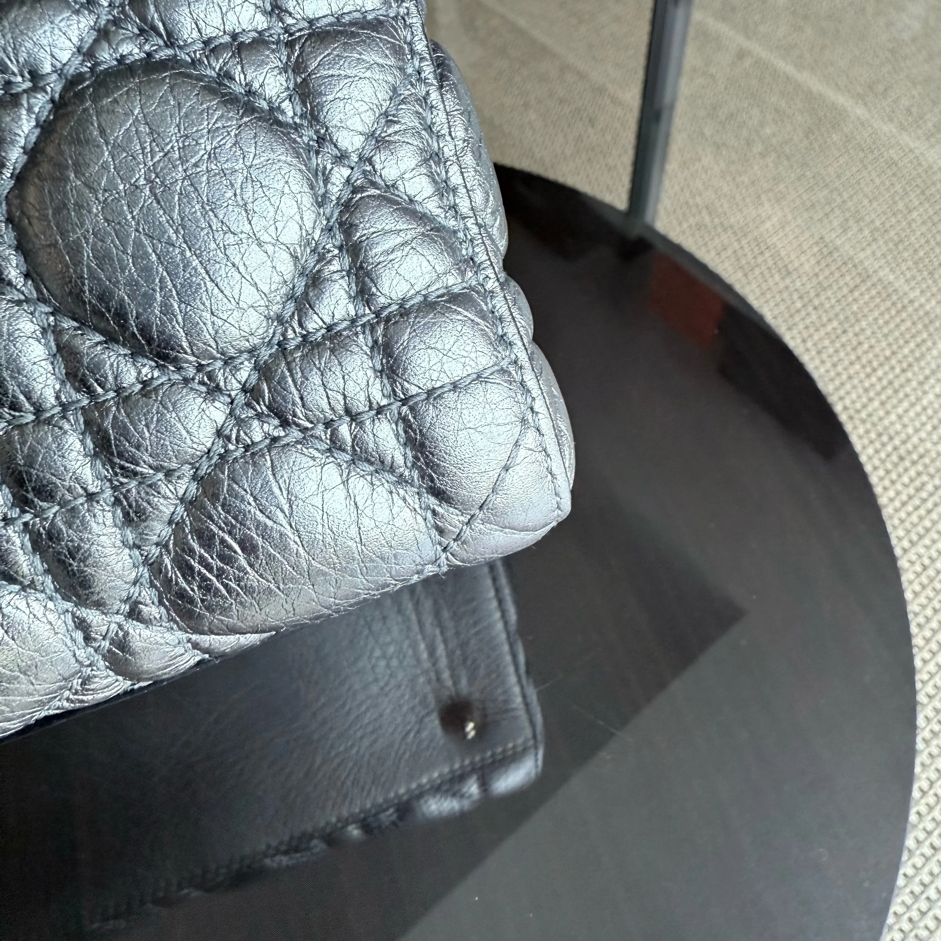 Dior Lady Medium Flap - Grained Calfskin Metallic Silver Gold Hardware Limited Edition