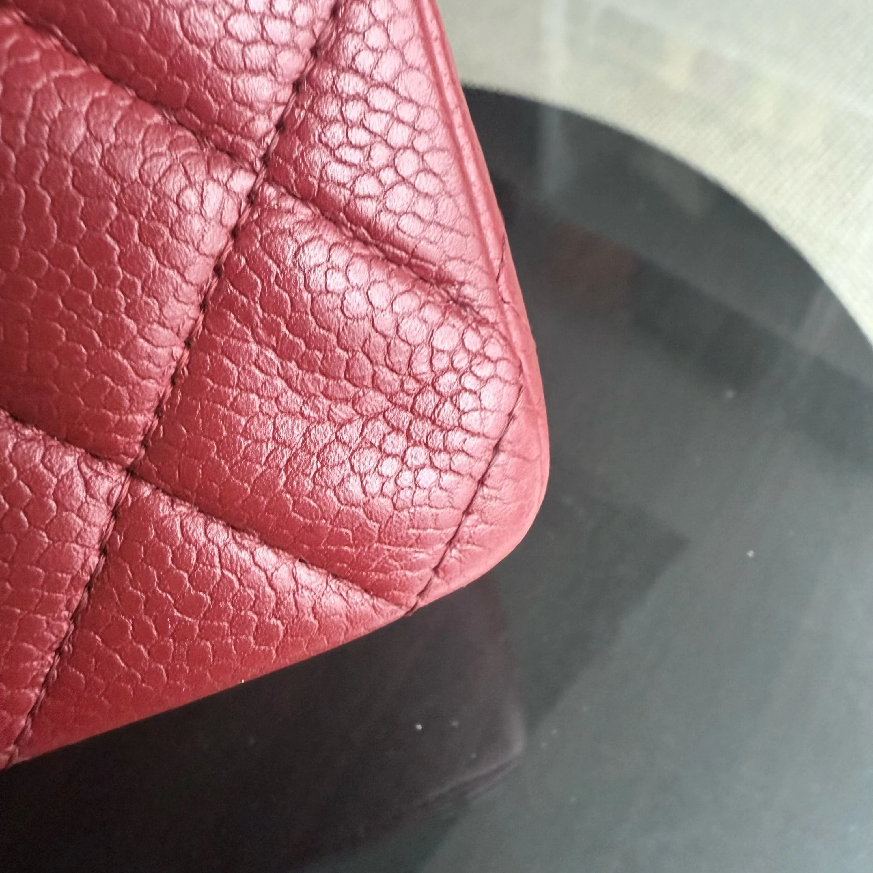 Chanel Classic Flap Medium - Caviar 25CM Quilted Grained Calfskin Dark Red Silver Hardware Series 16