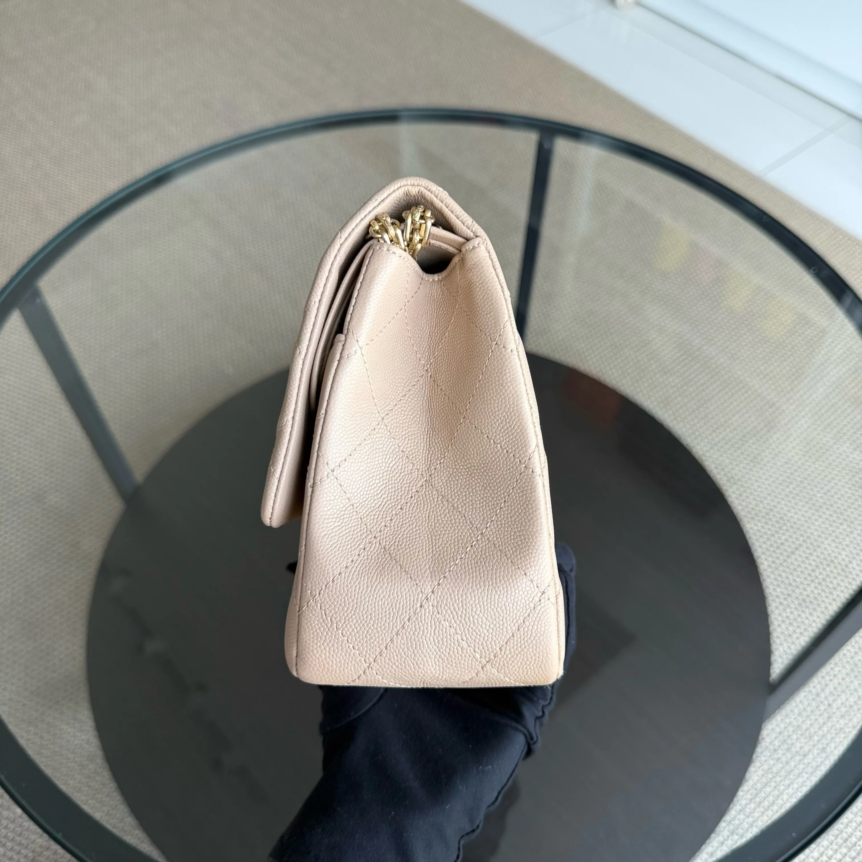 Chanel 2.55 Reissue 226 - Caviar Quilted Grained Calfskin Beige Gold Hardware Series 23