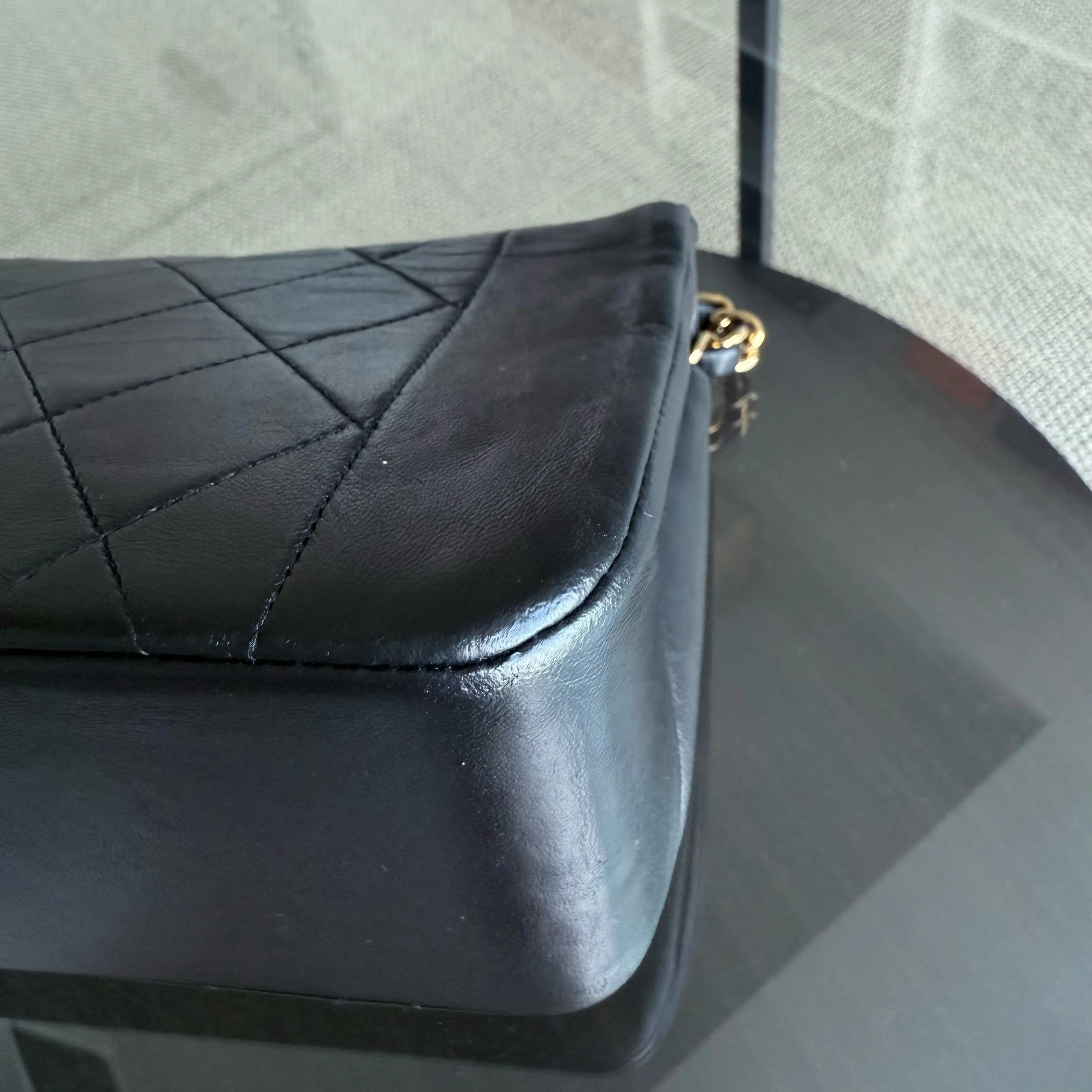 Chanel Diana Vintage - Quilted Lambskin Black Gold Hardware Series 2