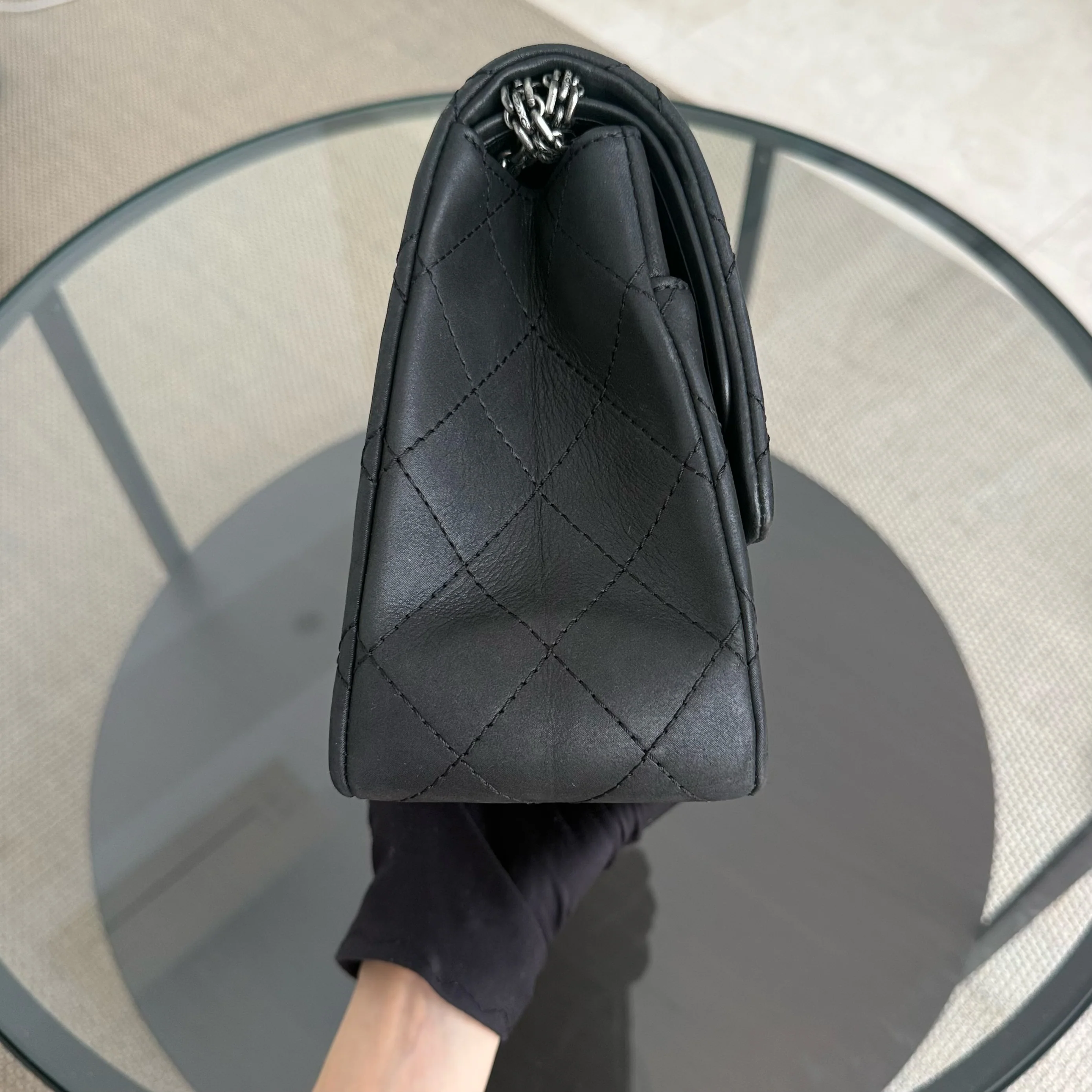 Chanel 2.55 Reissue 227 Large - Cannage Calfskin Black Ruthenium Silver Hardware Series 14