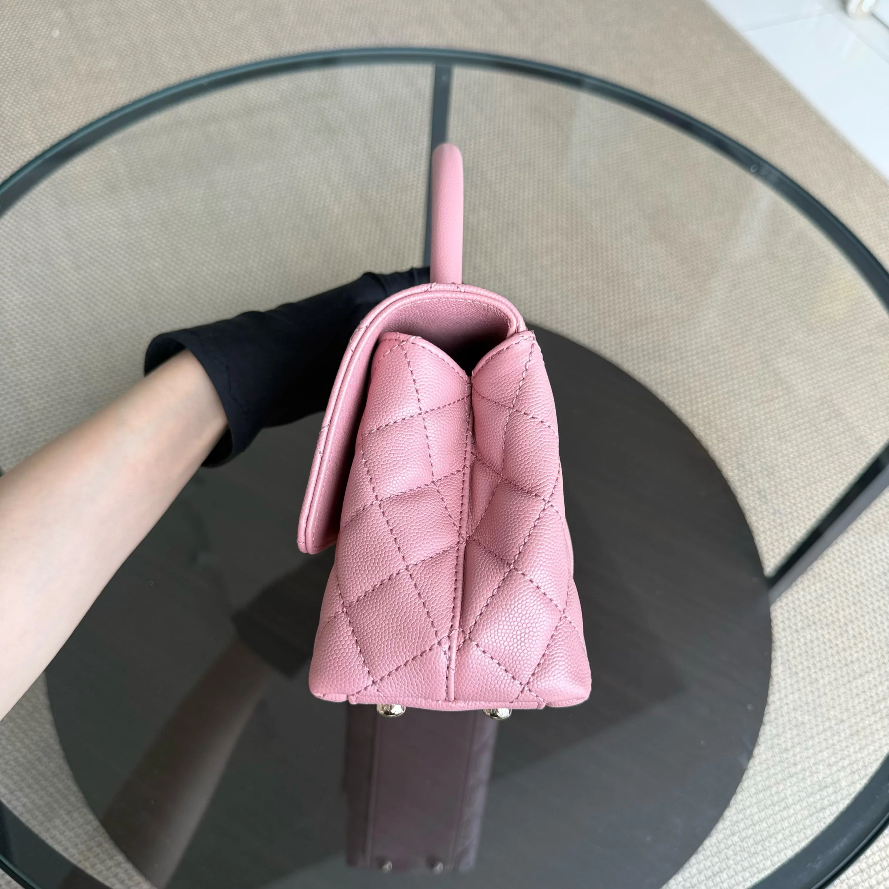 Chanel Coco Handle Small Microchip - Caviar Quilted Light Pink Gold Hardware