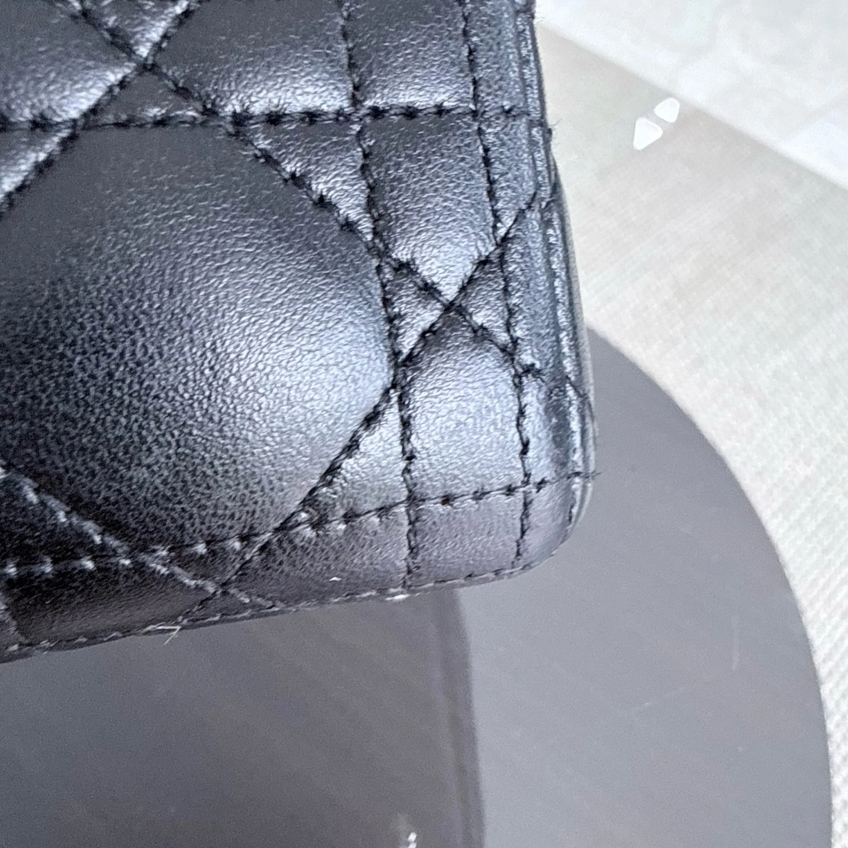 DIor Lady Large - Cannage Lambskin Black Silver Hardware NO STRAP