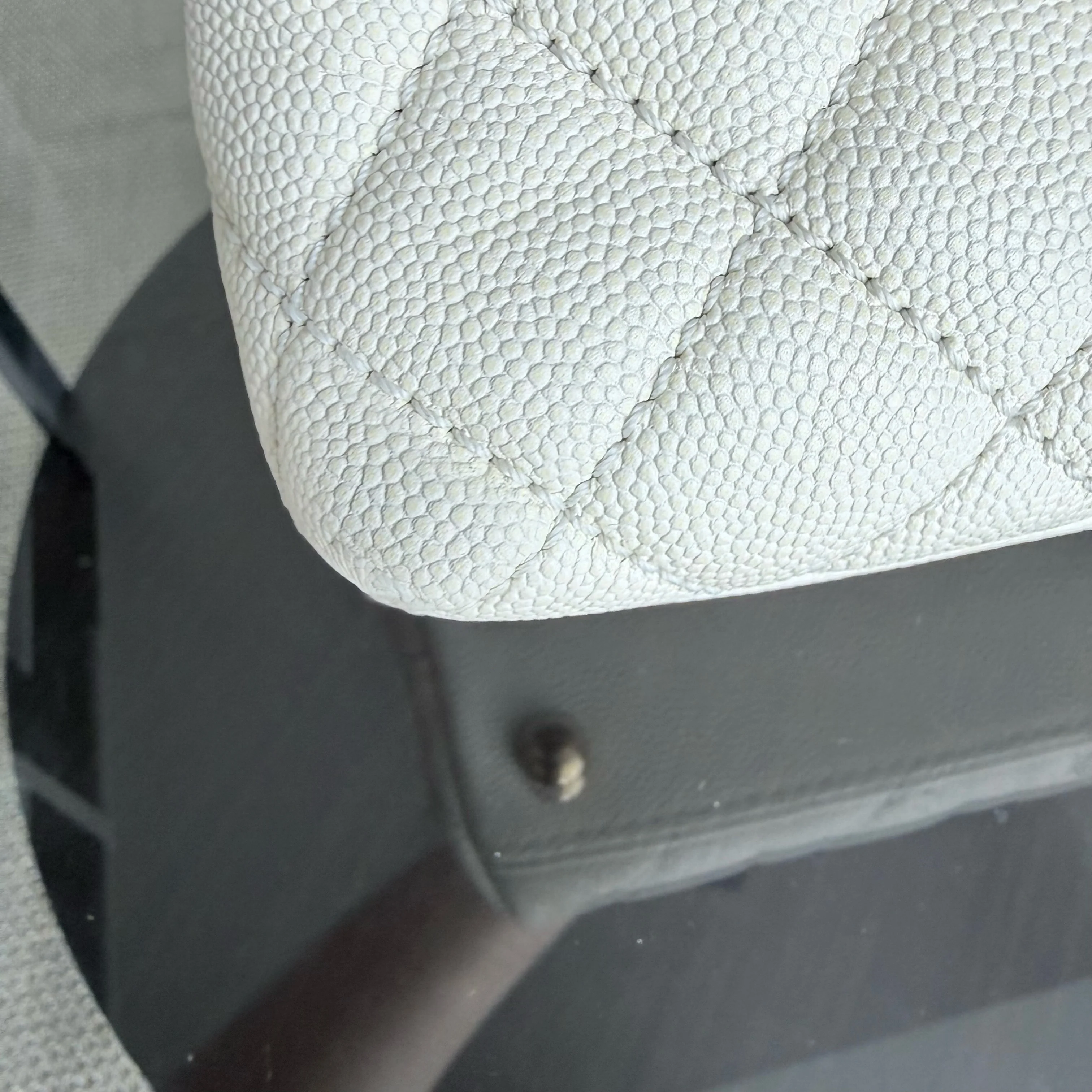 Chanel Coco Handle Small - Caviar Quilted Lizard Handle White Gold Hardward 24