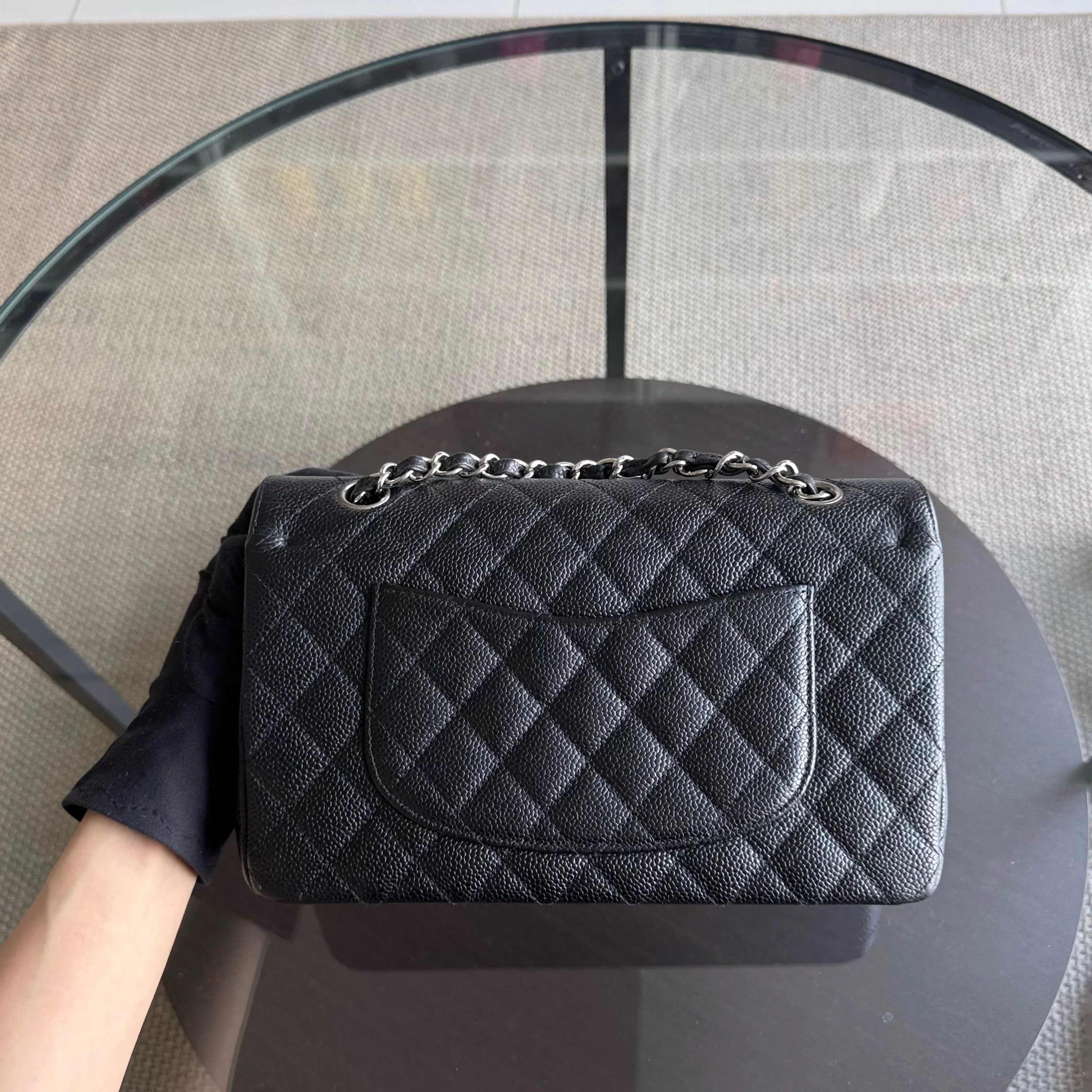 Chanel Classic Flap Medium - Caviar 25CM Quilted Black Silver Hardware Series 15