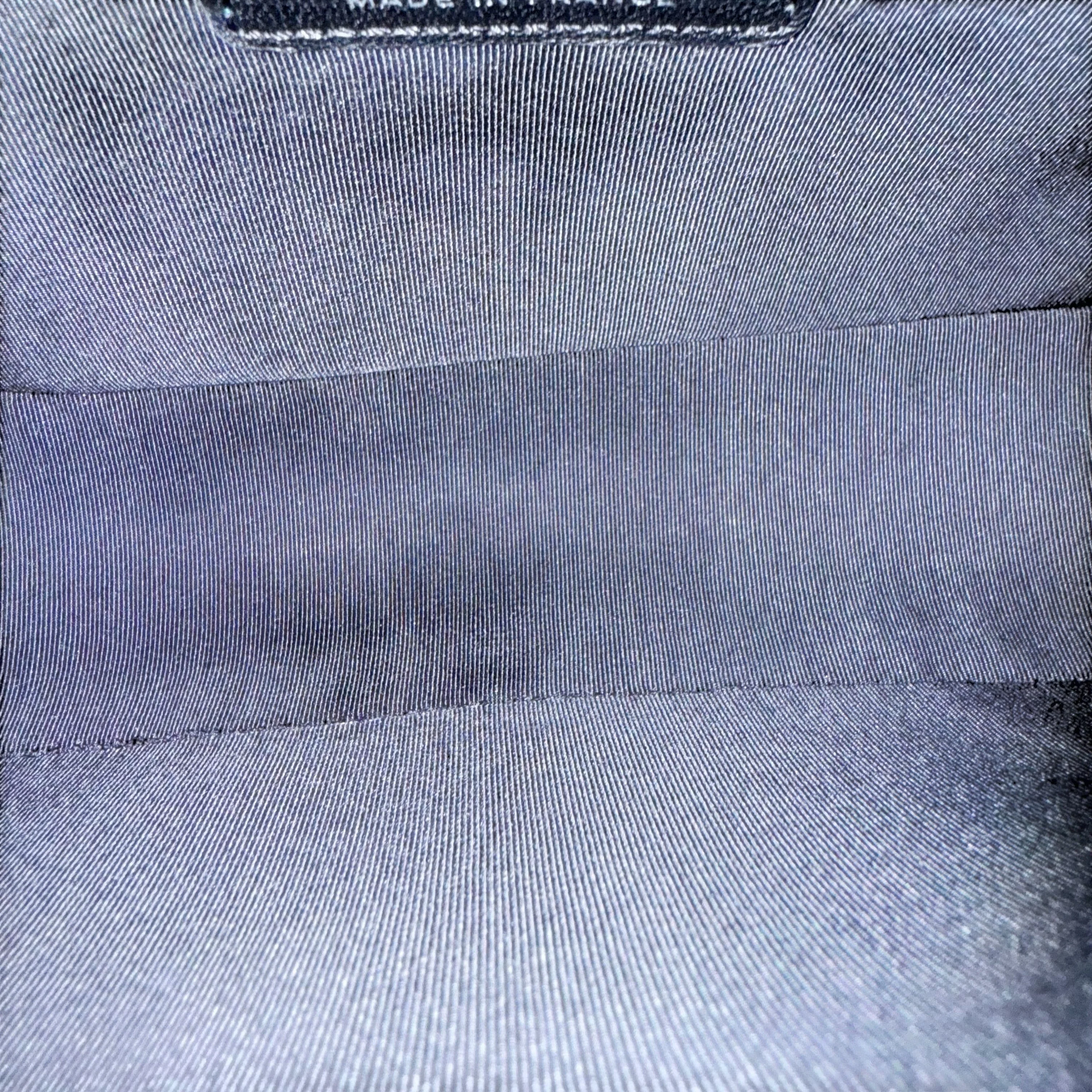 Chanel Boy Handle Old Medium 25CM Black Quilted Caviar With Handle Chain Around Ruthenium Silver Hardware Series 23