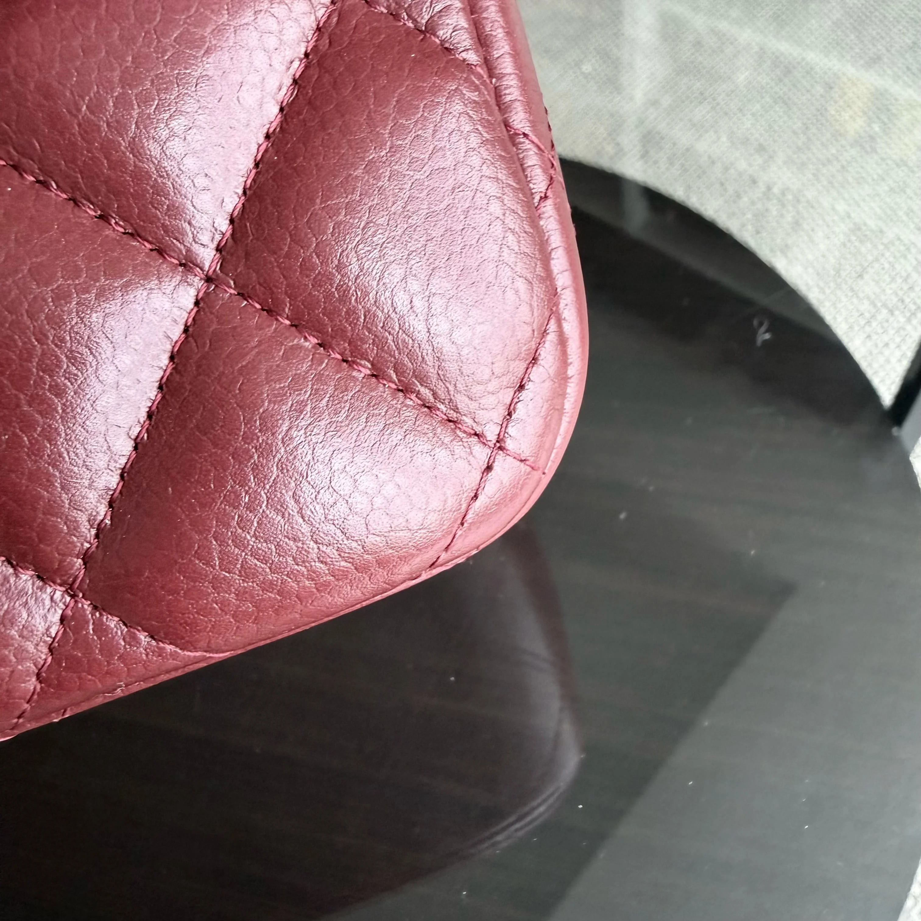Chanel Classic Flap Jumbo - Caviar 30CM Double Flap Quilted Burgundy Silver Hardware