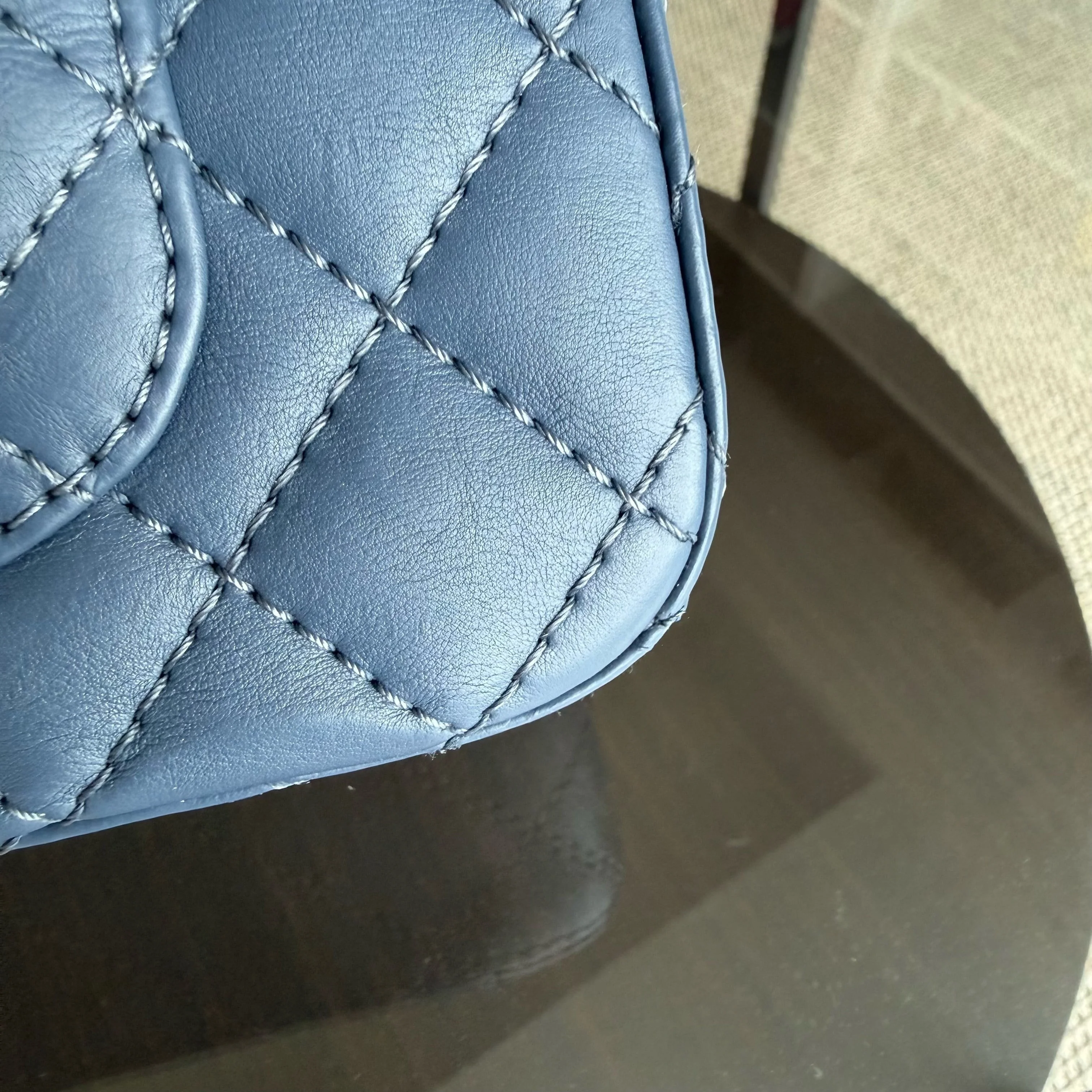 Chanel 2.55 Reissue Mini - 20CM Quilted Caviar Aged Grained Calfskin Blue Gold Hardware Series 23