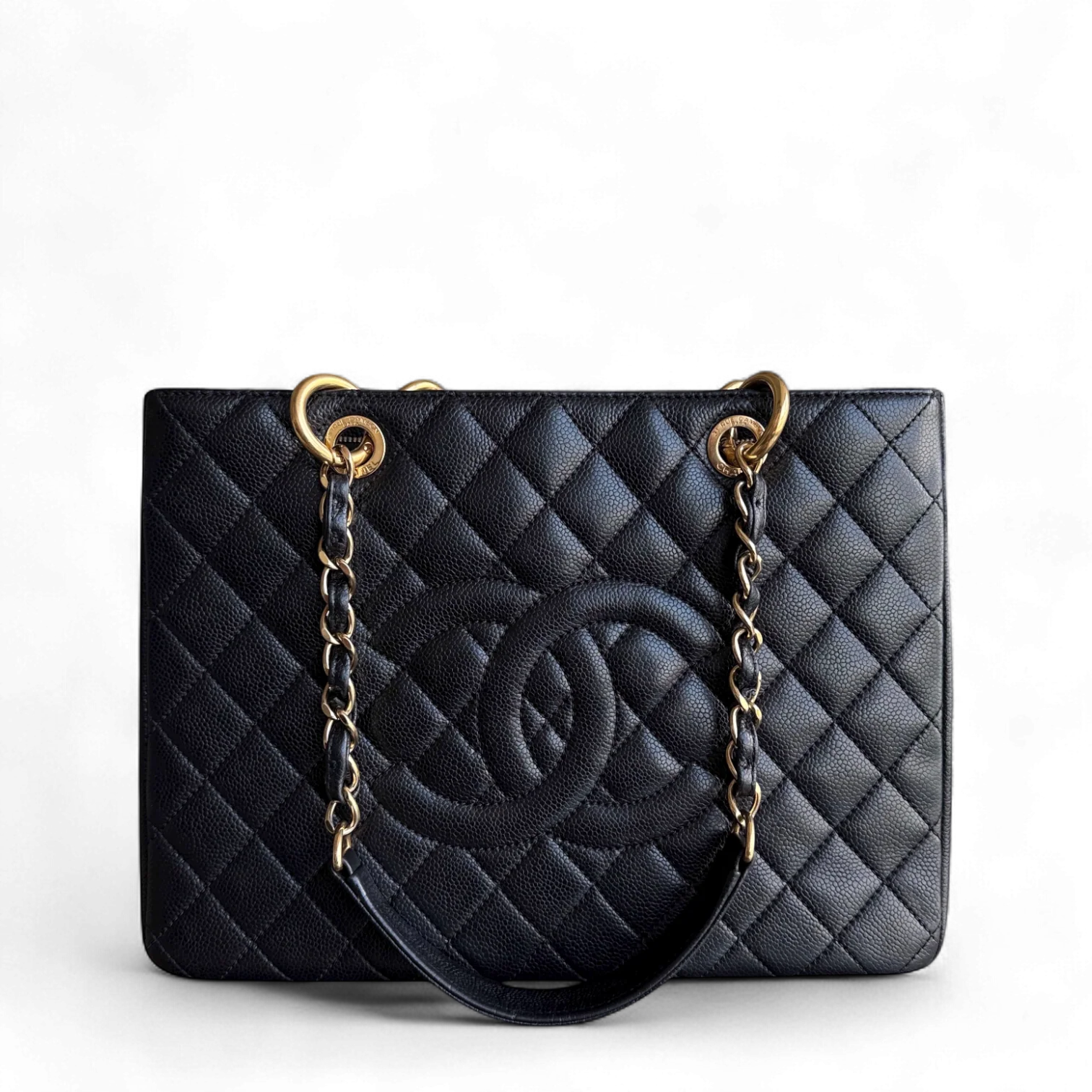 Chanel GST Grand Shopping Tote - Caviar Quilted Grained Calfskin Black Gold Hardware