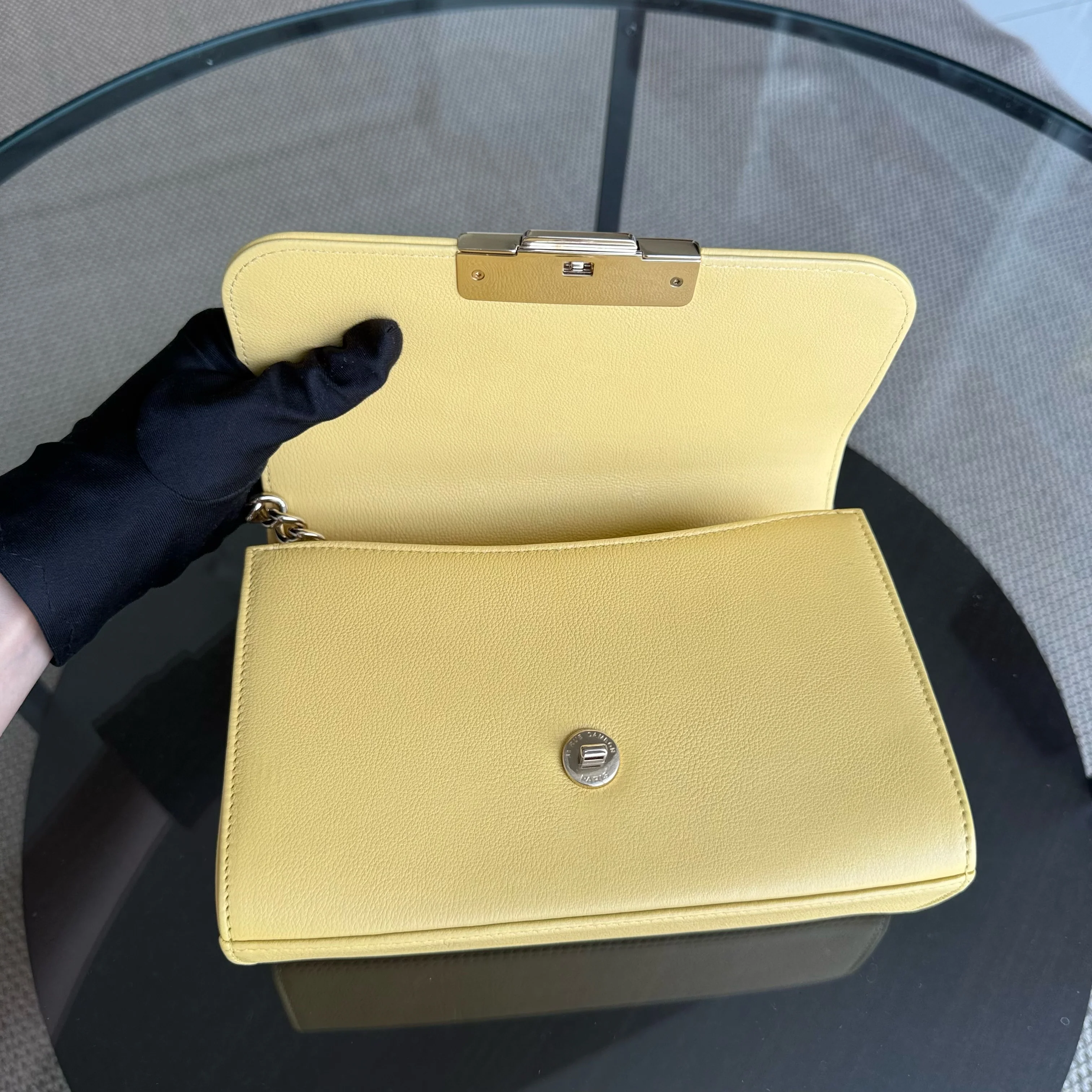 Chanel Label Click Small - Quilted Grained Calfskin Yellow Gold Hardware Series 23