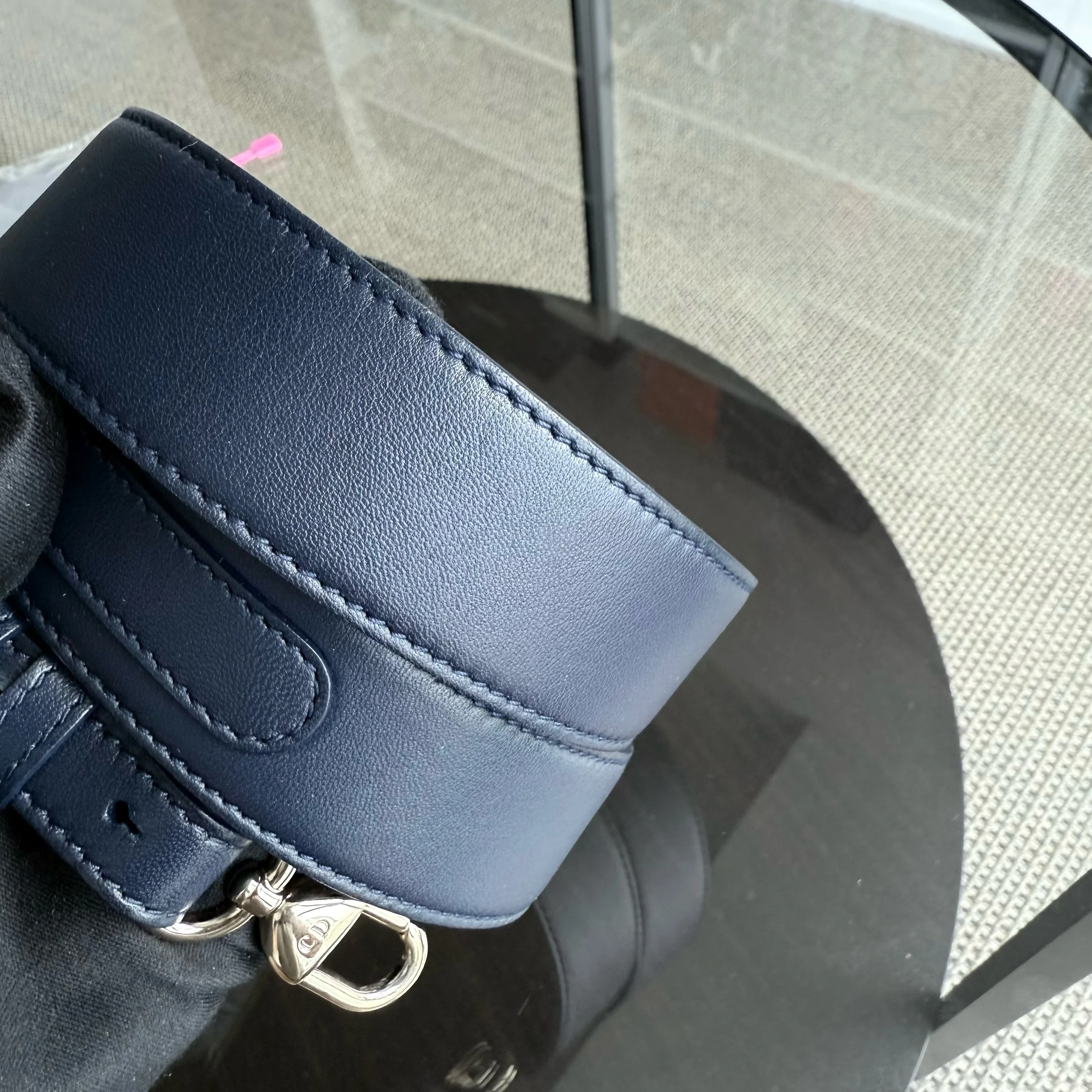 Dior Lady Small Flap - Cannage Lambskin Dark Navy Blue Gold Hardware with Charms