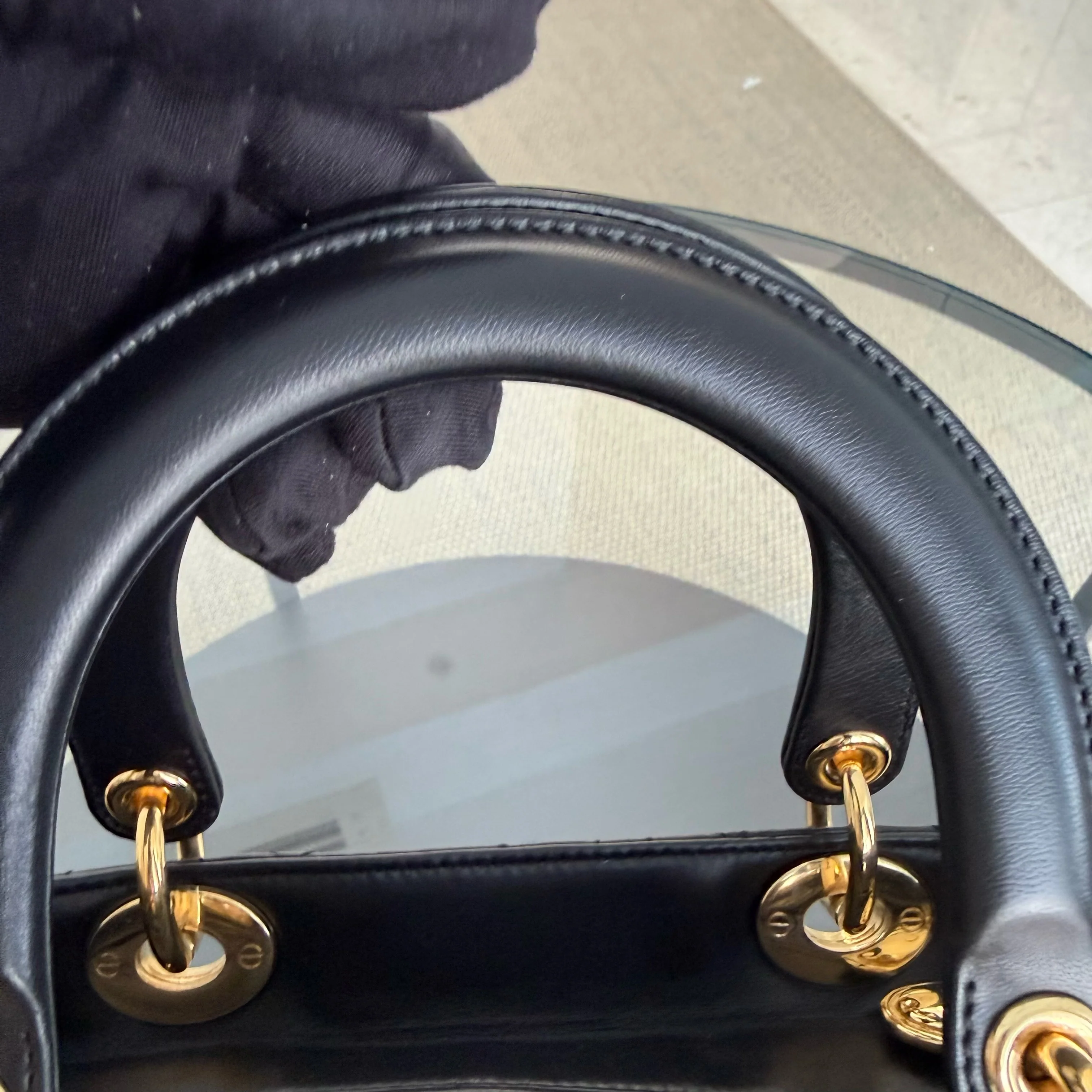 Dior Lady Medium - Cannage Lambskin Black Gold Hardware Adjustable Strap