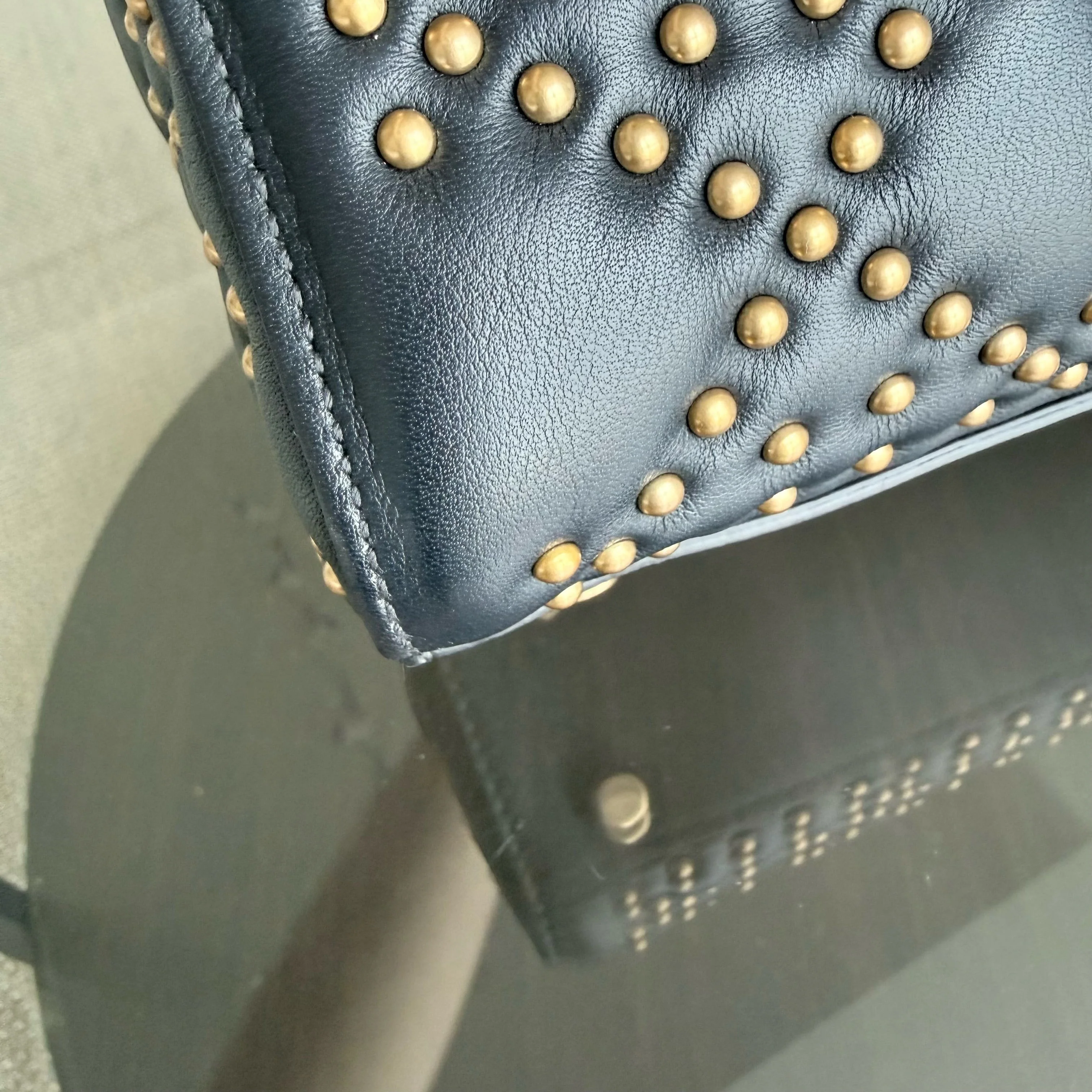 Dior Lady Small Flap - Cannage Calfskin Studded Black Gold Hardware