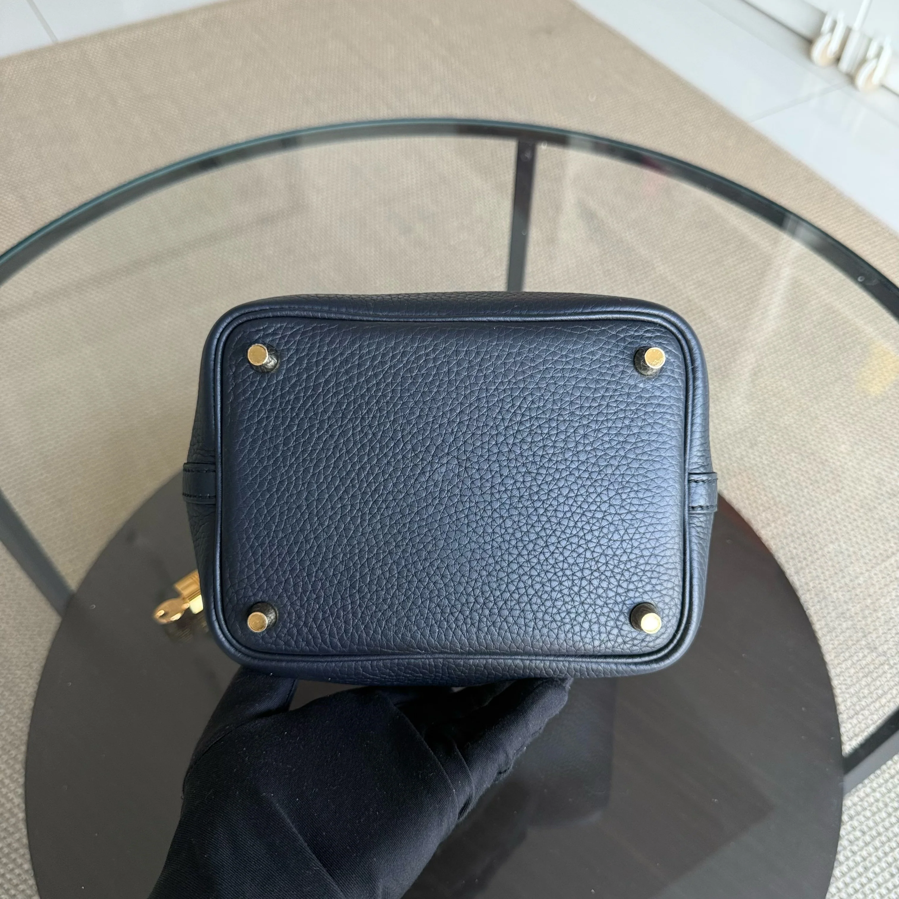 Hermes Picotin 18 - TC Clemence Leather Midnight Blue Gold Hardware Stamp X