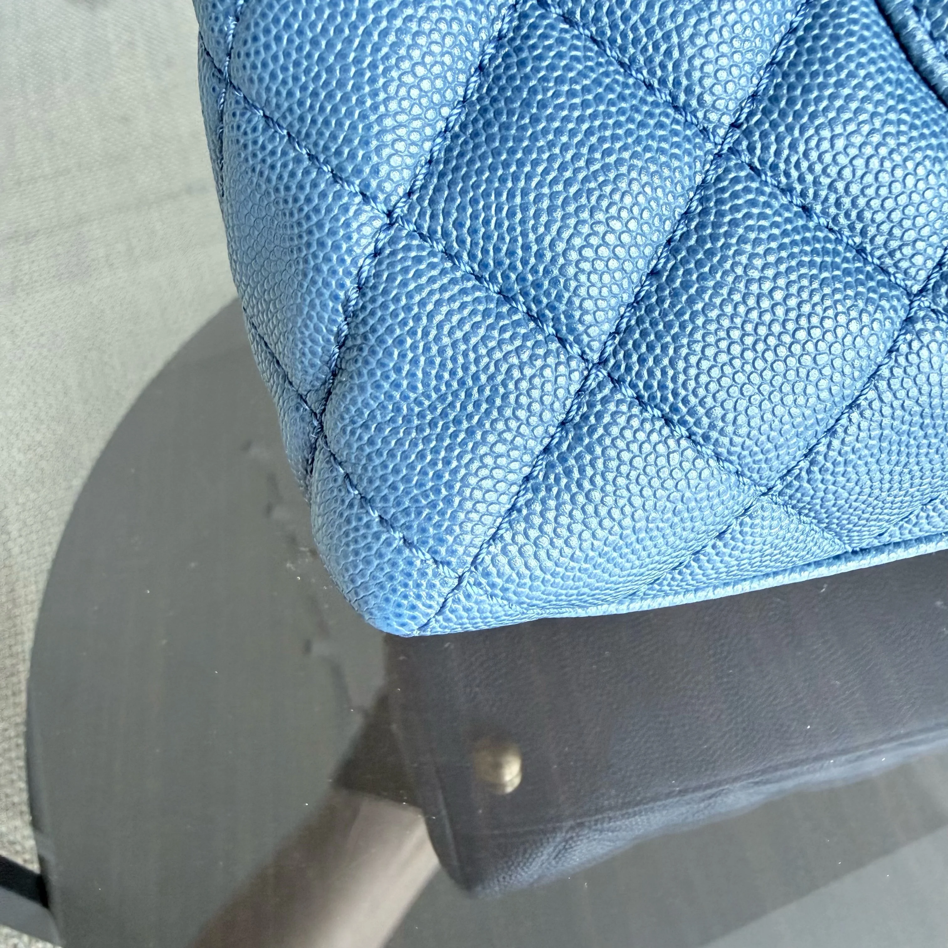 Chanel Coco Handle Medium - Caviar 29CM Quilted Blue Gold Hardware Series 24