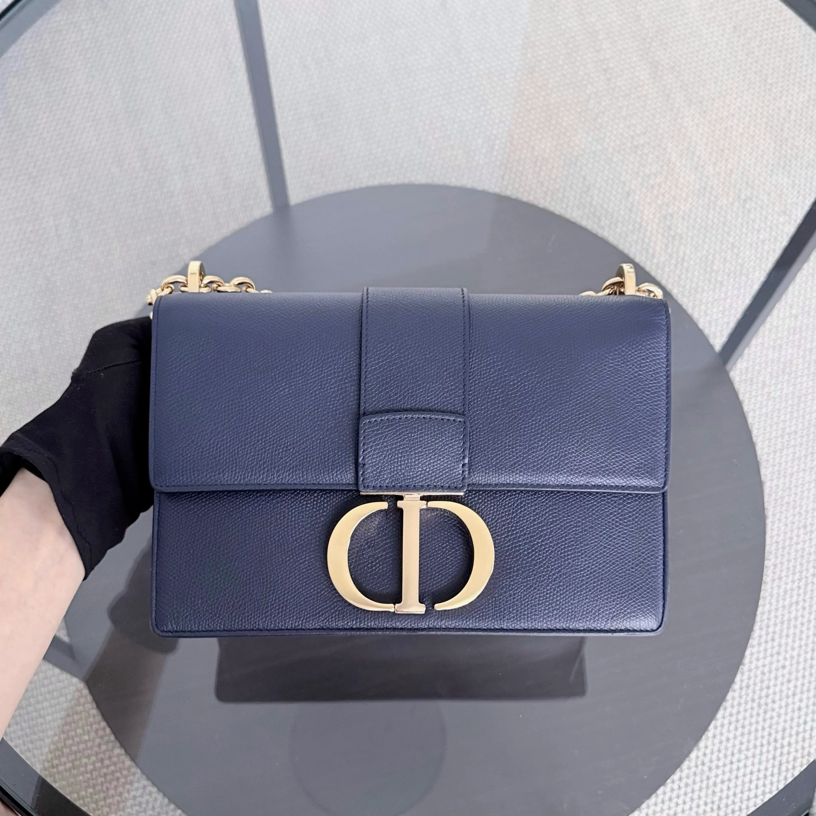 Dior 30 Montaigne Medium - Caviar Dark Blue Gold Hardware