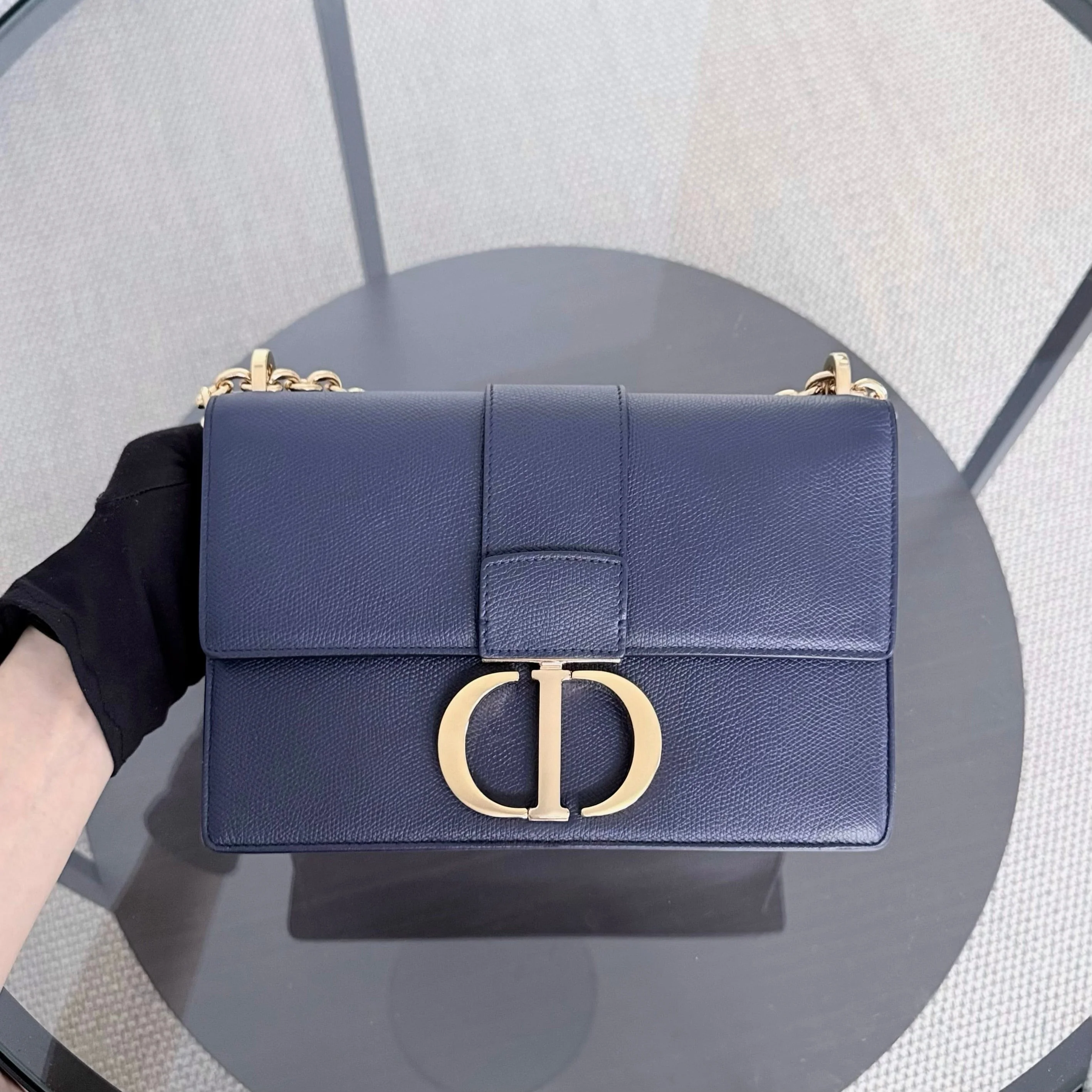 Dior 30 Montaigne Medium - Caviar Dark Blue Gold Hardware