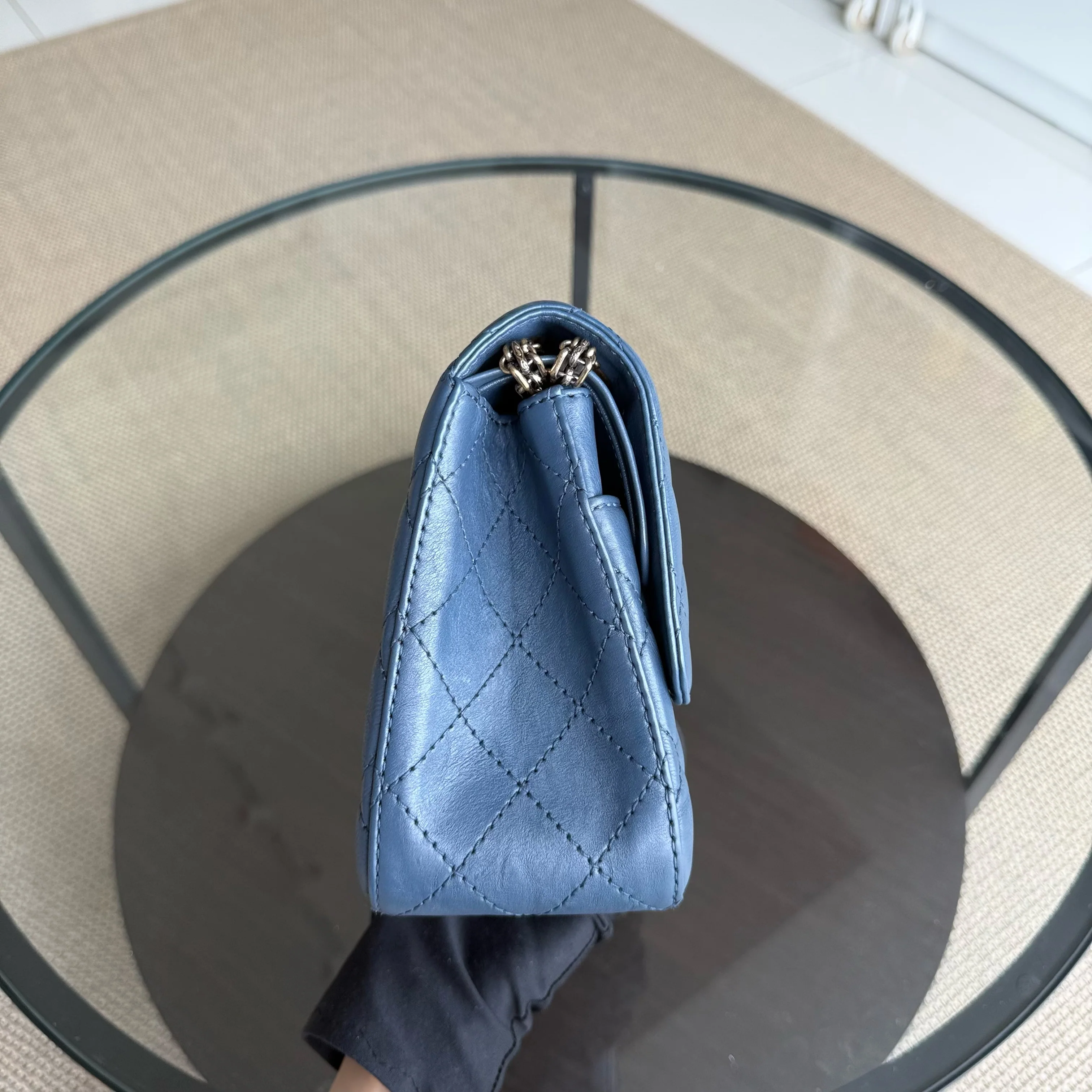 Chanel 2.55 Reissue 226 - Quilted Grained Calfskin Blue Gold Hardware Series 23