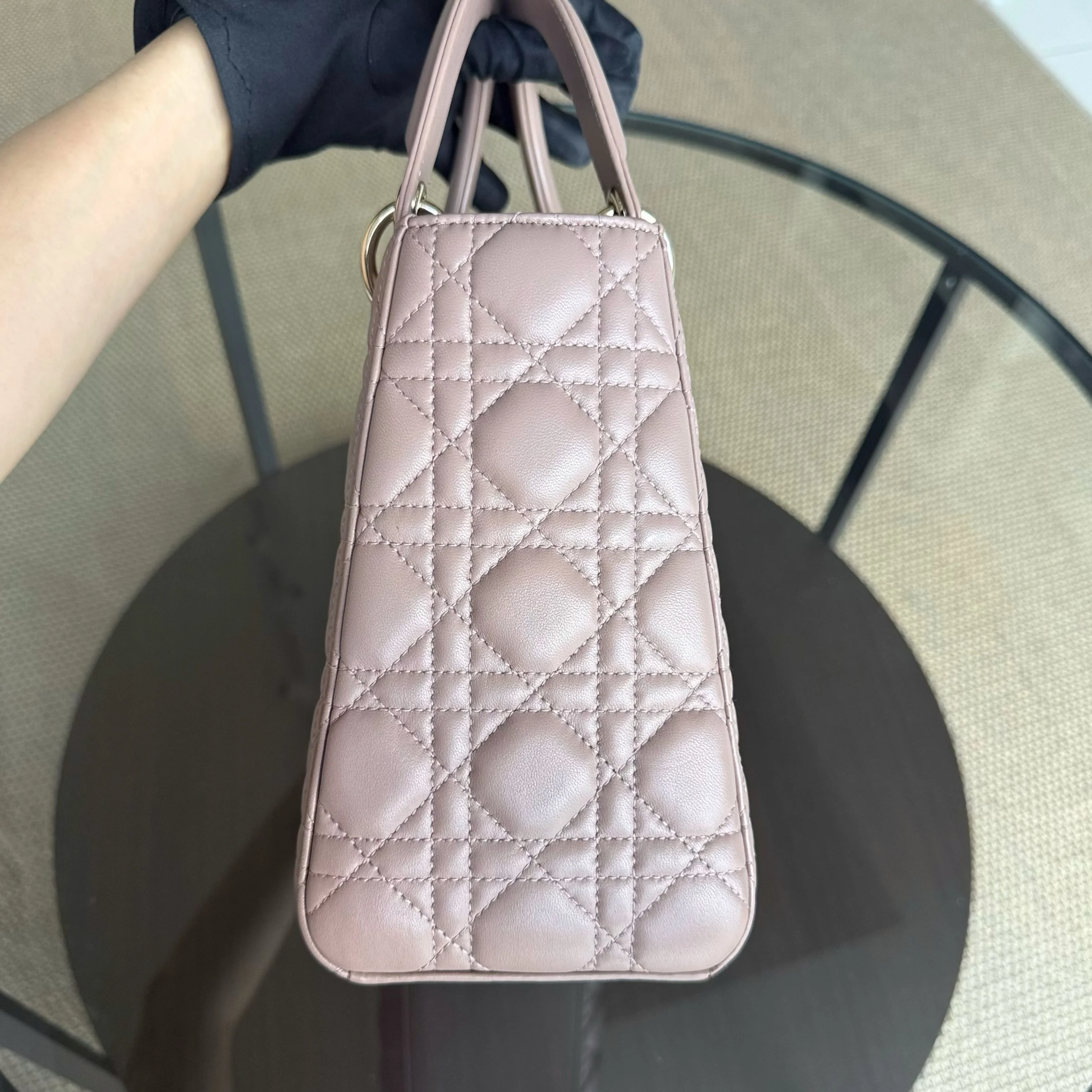 Dior Lady Medium - Canange Lambskin Blush Gold Hardware