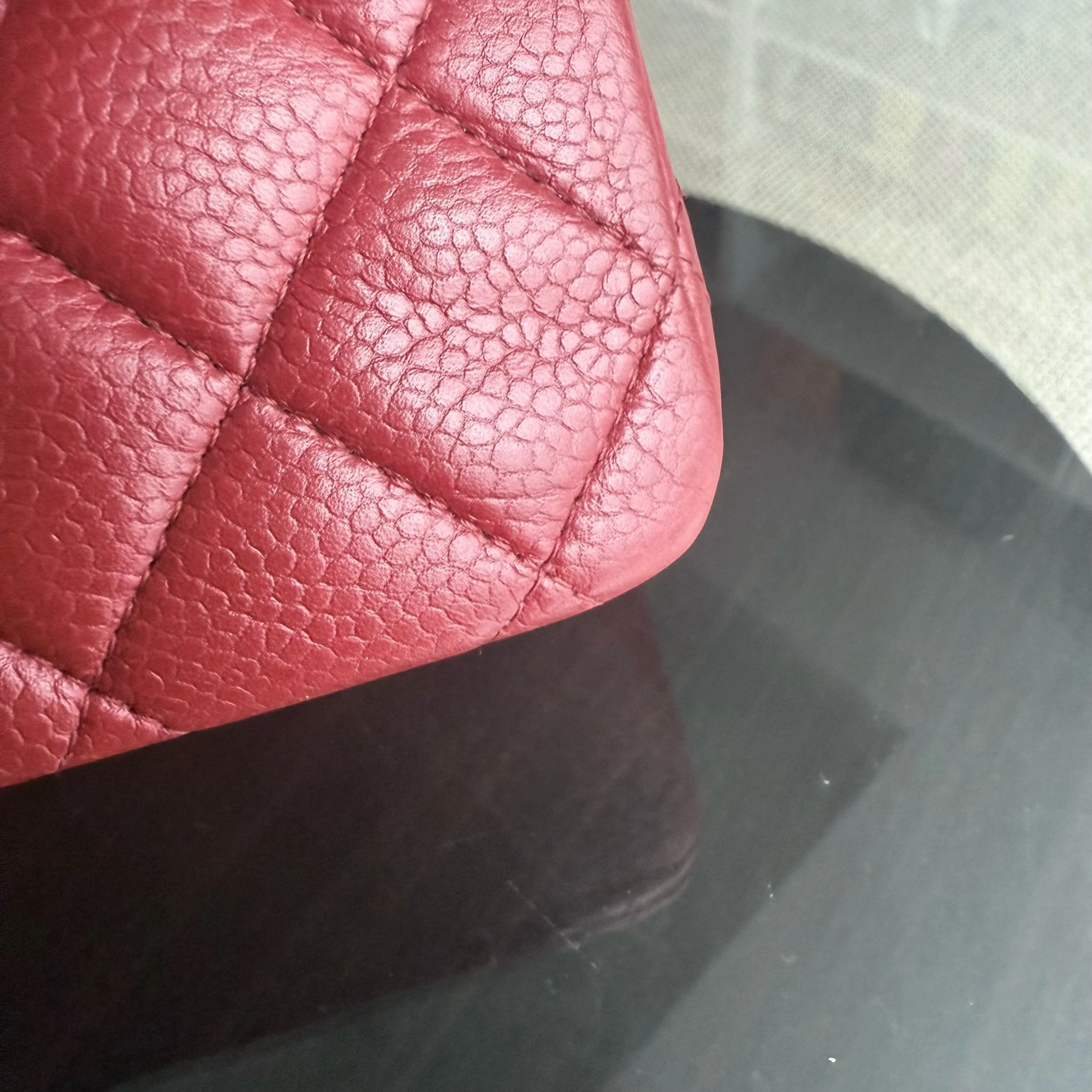 Chanel Classic Flap Medium - Caviar 25CM Quilted Grained Calfskin Dark Red Silver Hardware Series 16