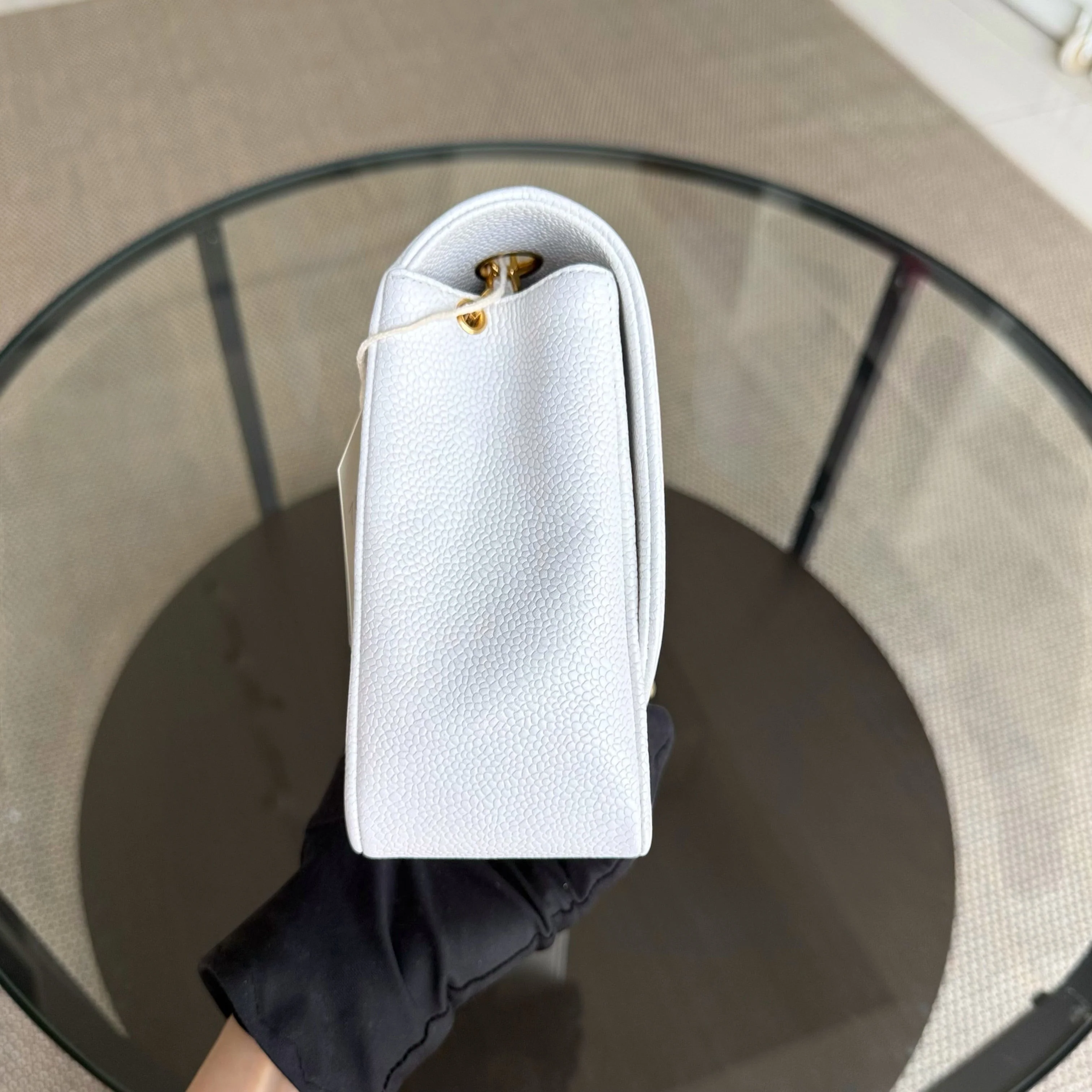 Chanel Diana Medium Vintage - 25CM Quilted Caviar White Gold Hardware Series 2