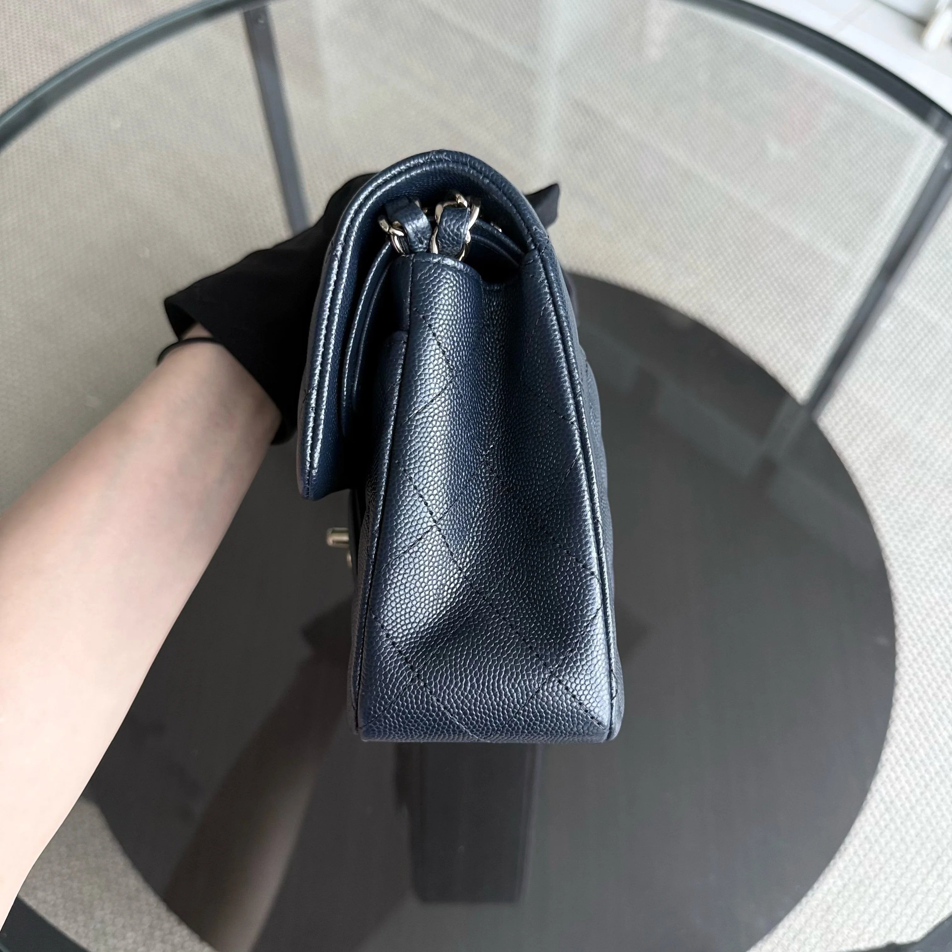 Chanel Classic Flap Small - Caviar 23CM Quilted Dark Midnight Blue Gold Hardware Series 27