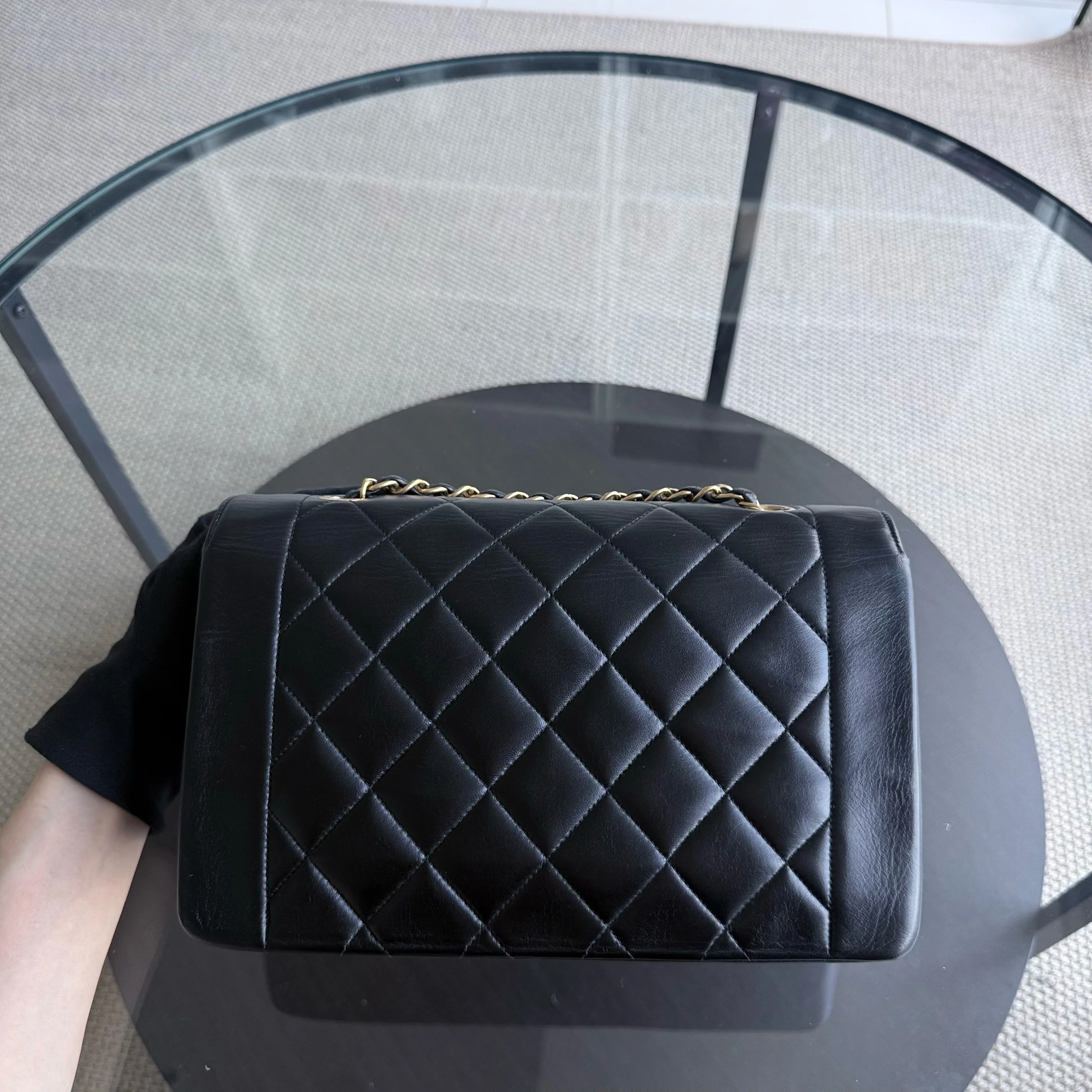 Chanel Diana Vintage - 25CM Quilted Lambskin Black Gold Hardware Series 2