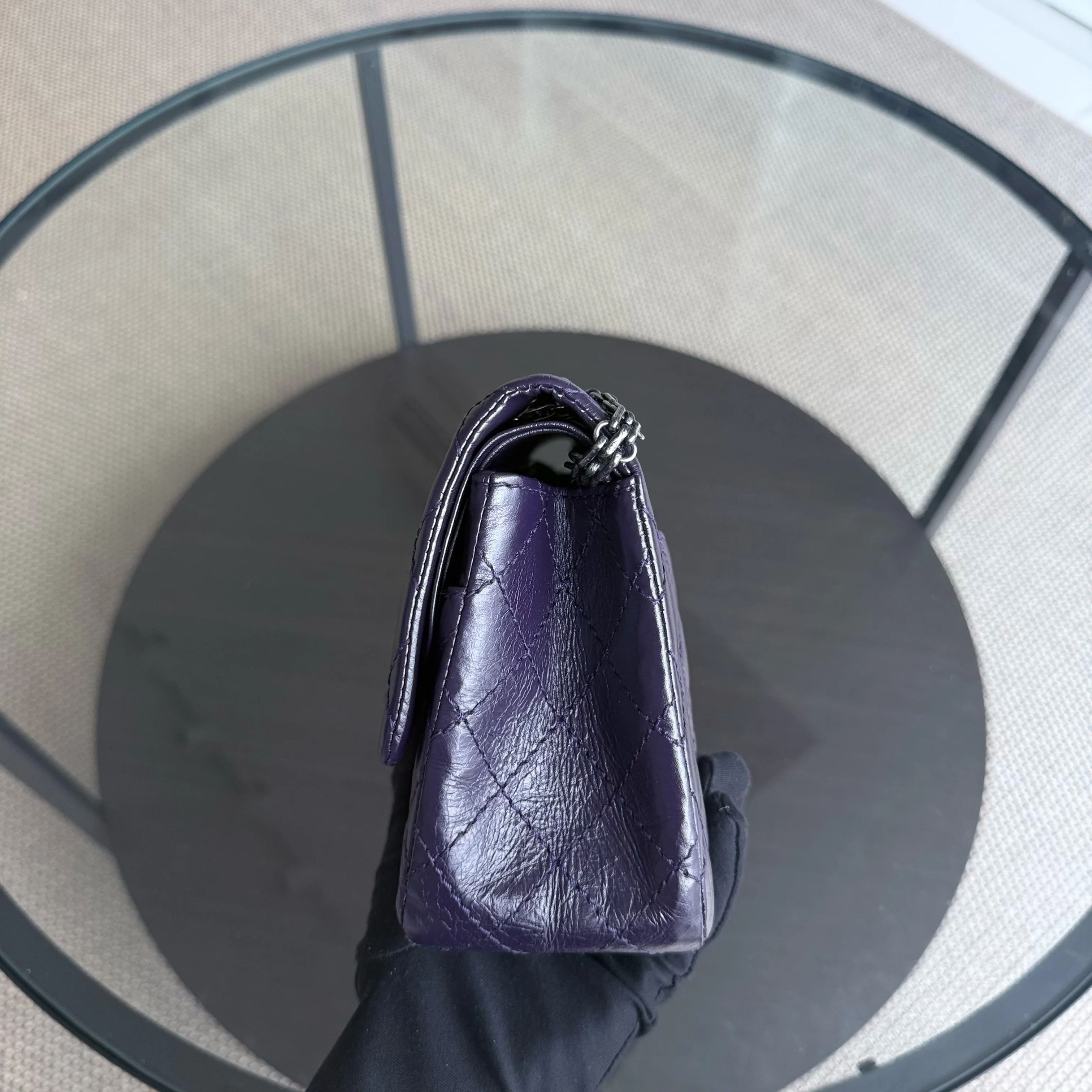 Chanel 2.55 Reissue 225 - Quilted Aged Calfskin Dark Violet Purple Aged Silver Hardware Series 17