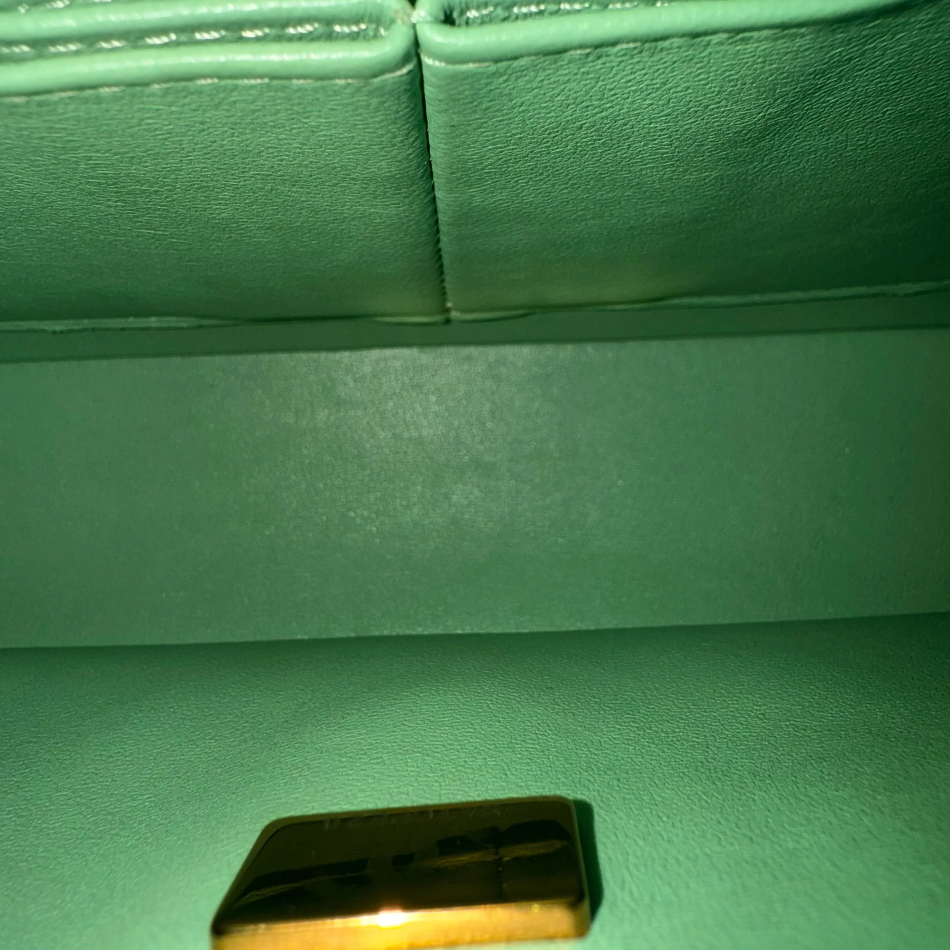 Chanel Classic Flap Small - Caviar 23CM Quilted Grained Calfskin Light Green Light Gold Hardware Microchip