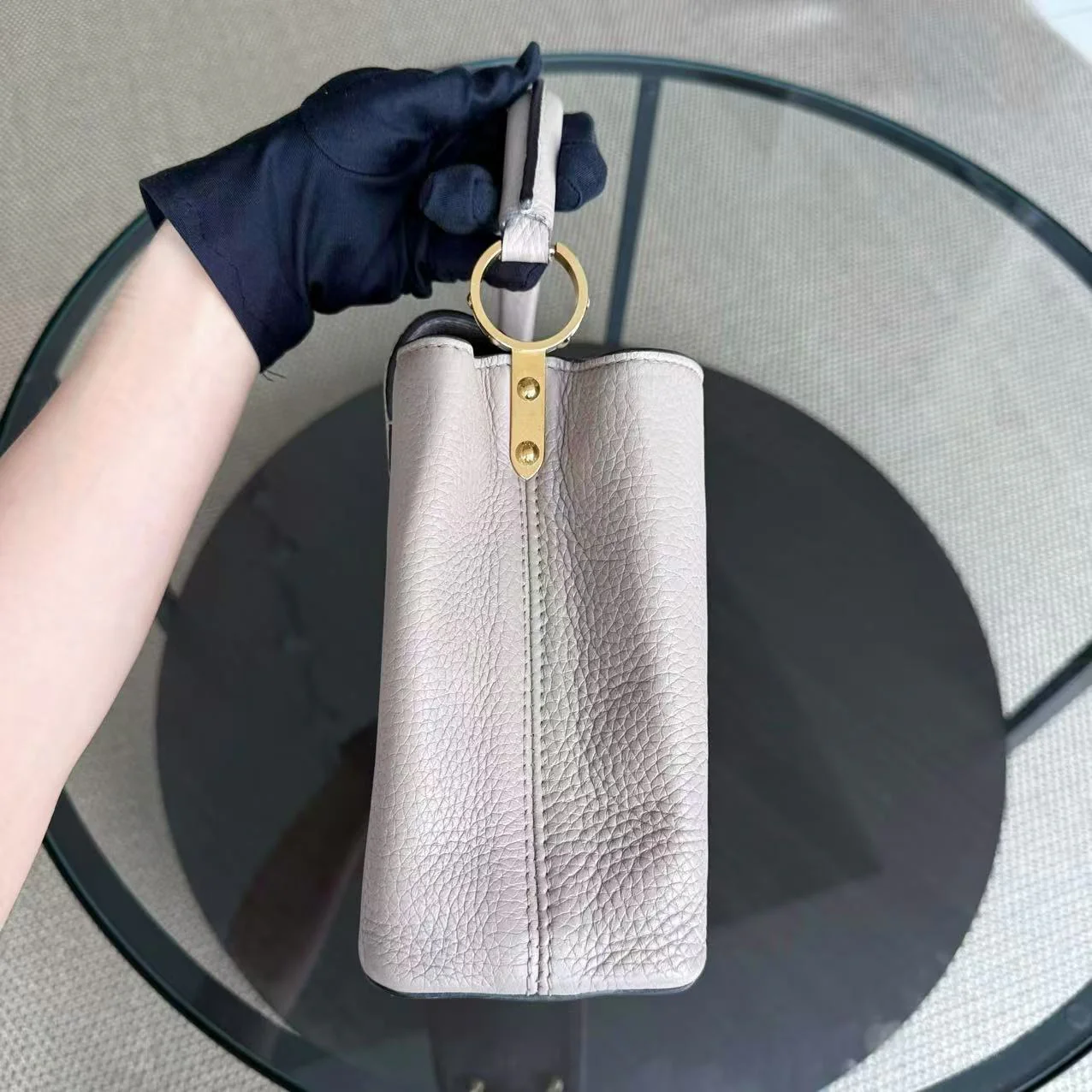 Louis Vuitton Capucines BB - Taurillon Grained Calfskin Light Beige Gold Hardware