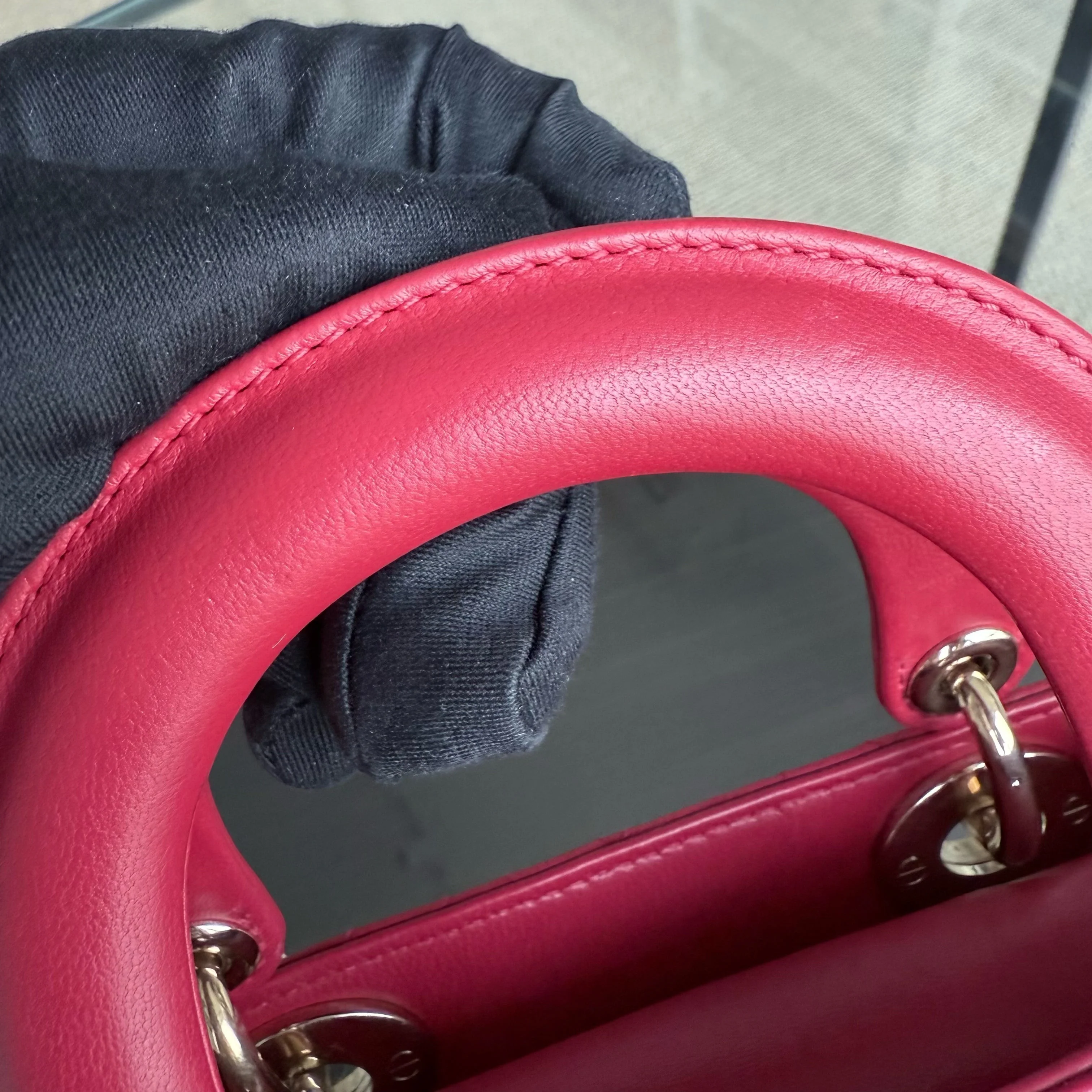 Dior Lady Mini - Cannage Lambskin Red Gold Hardware Adjustable Strap