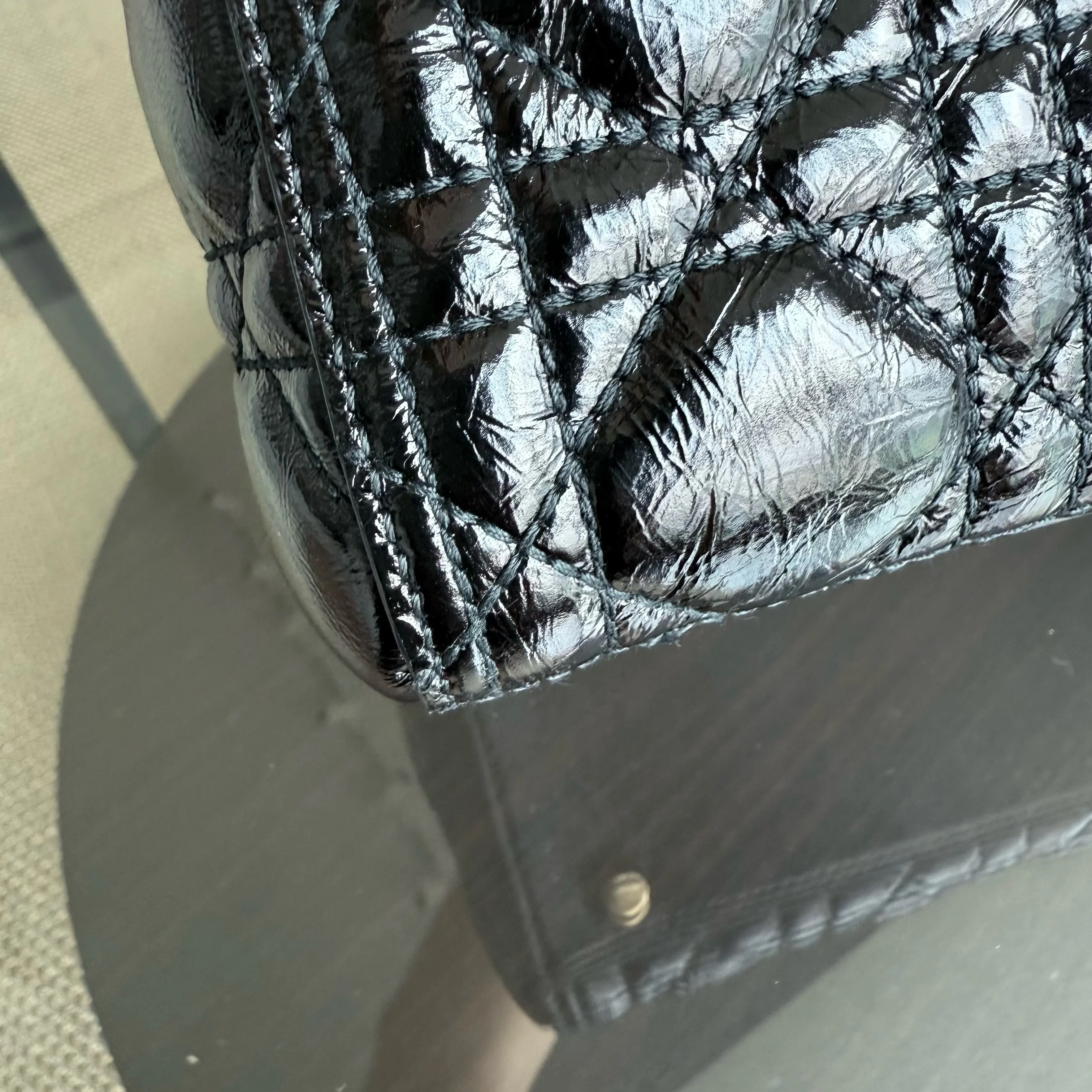 Dior Lady Large Flap - Canange Glazed Calfskin Black Gold Hardware