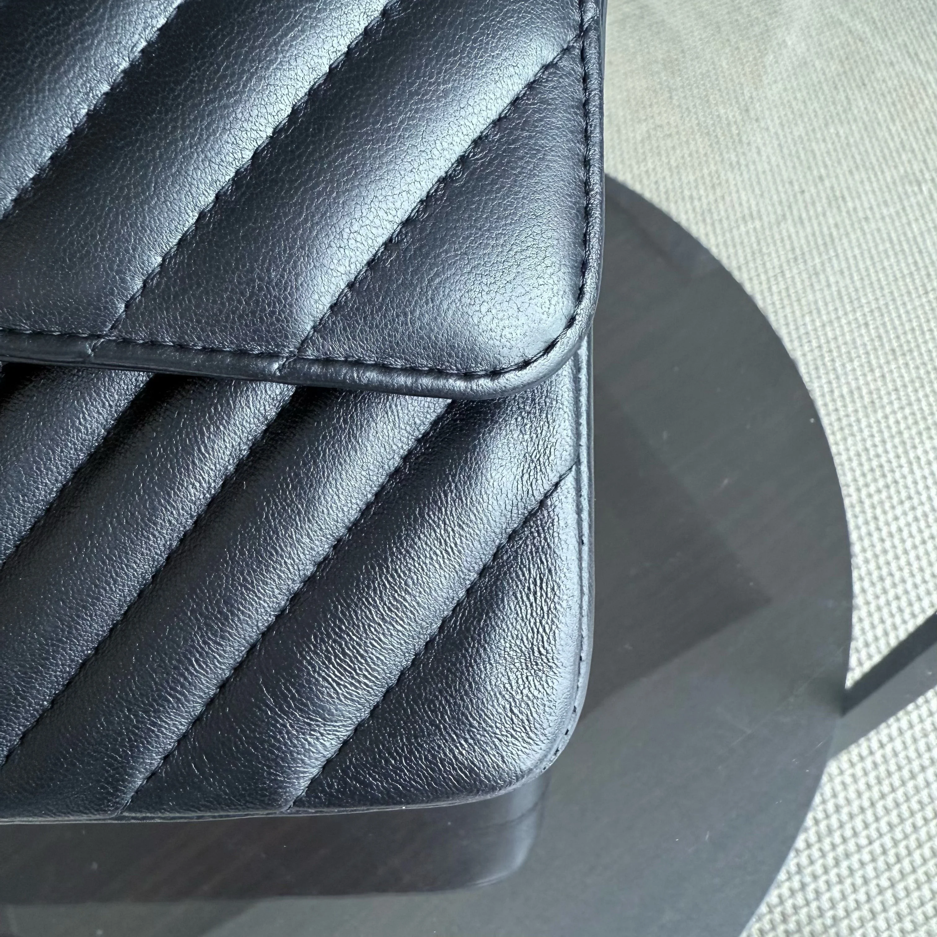 Chanel Classic Flap Medium - 25CM Chevron Lambskin Black Gold Hardware Series 23