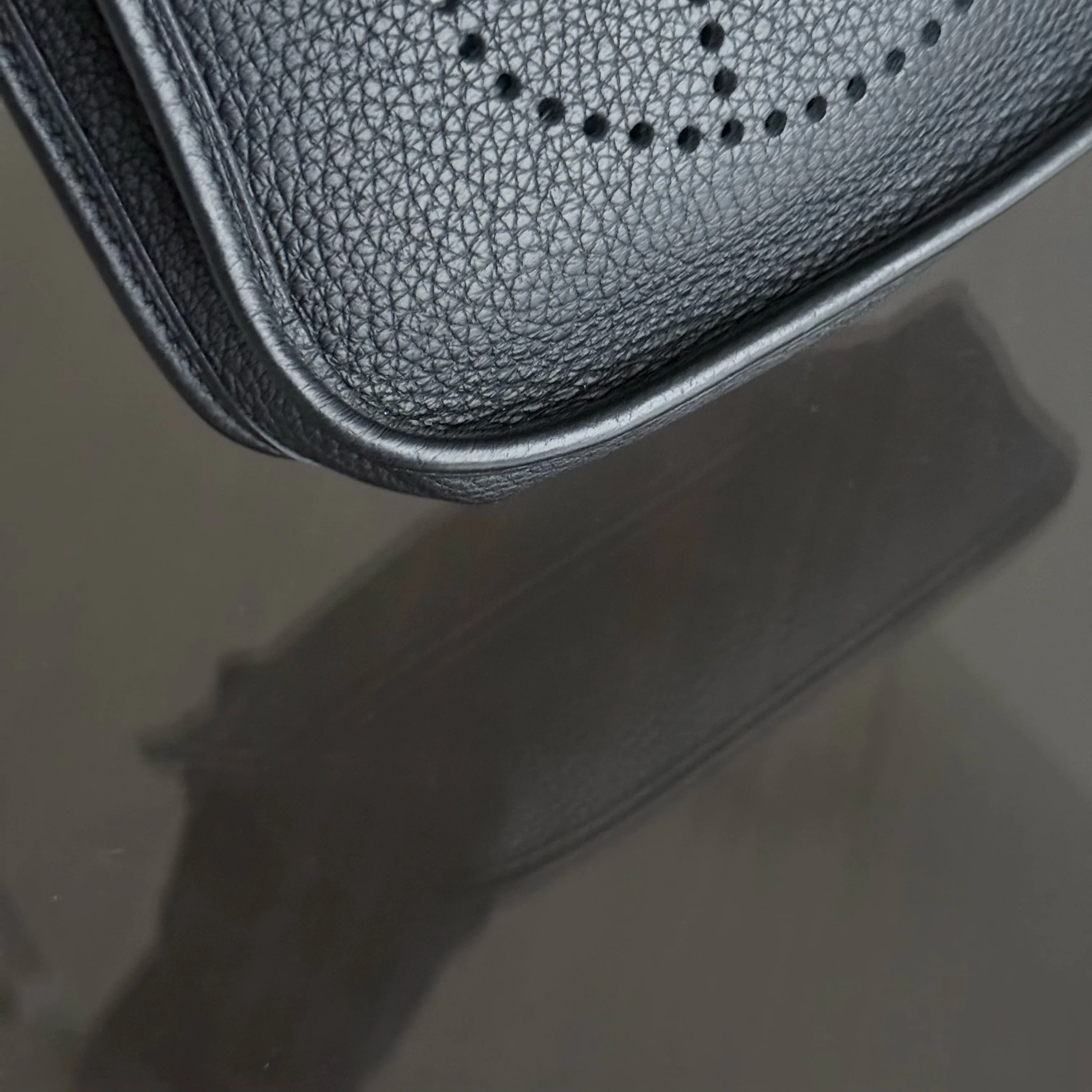 Hermes Evelyn Mini - Clemence Y Stamp Black Gold Hardware