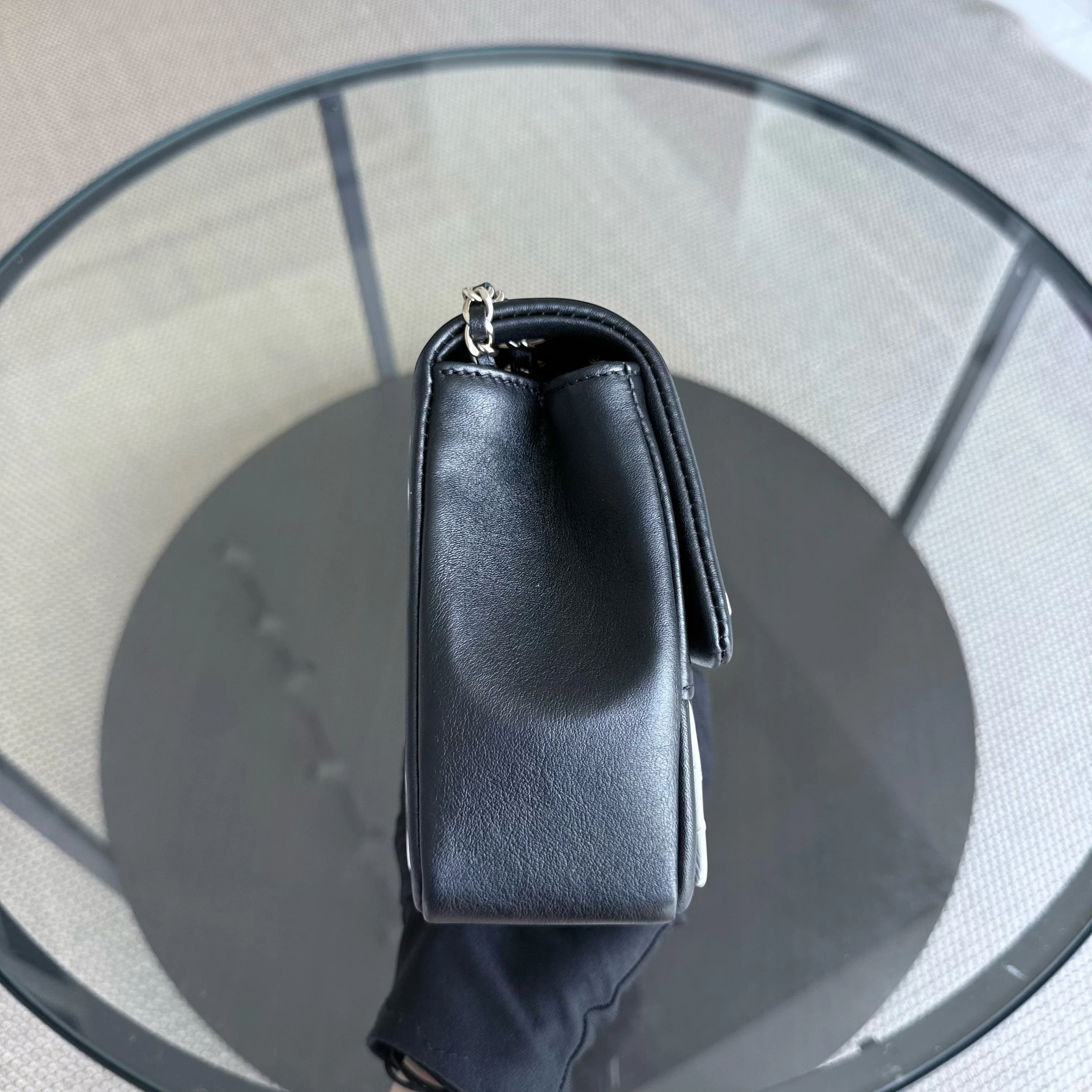 Chanel Seasonal Flap - 25CM Quilted Lambskin Bi-Color White Black Gold Hardware