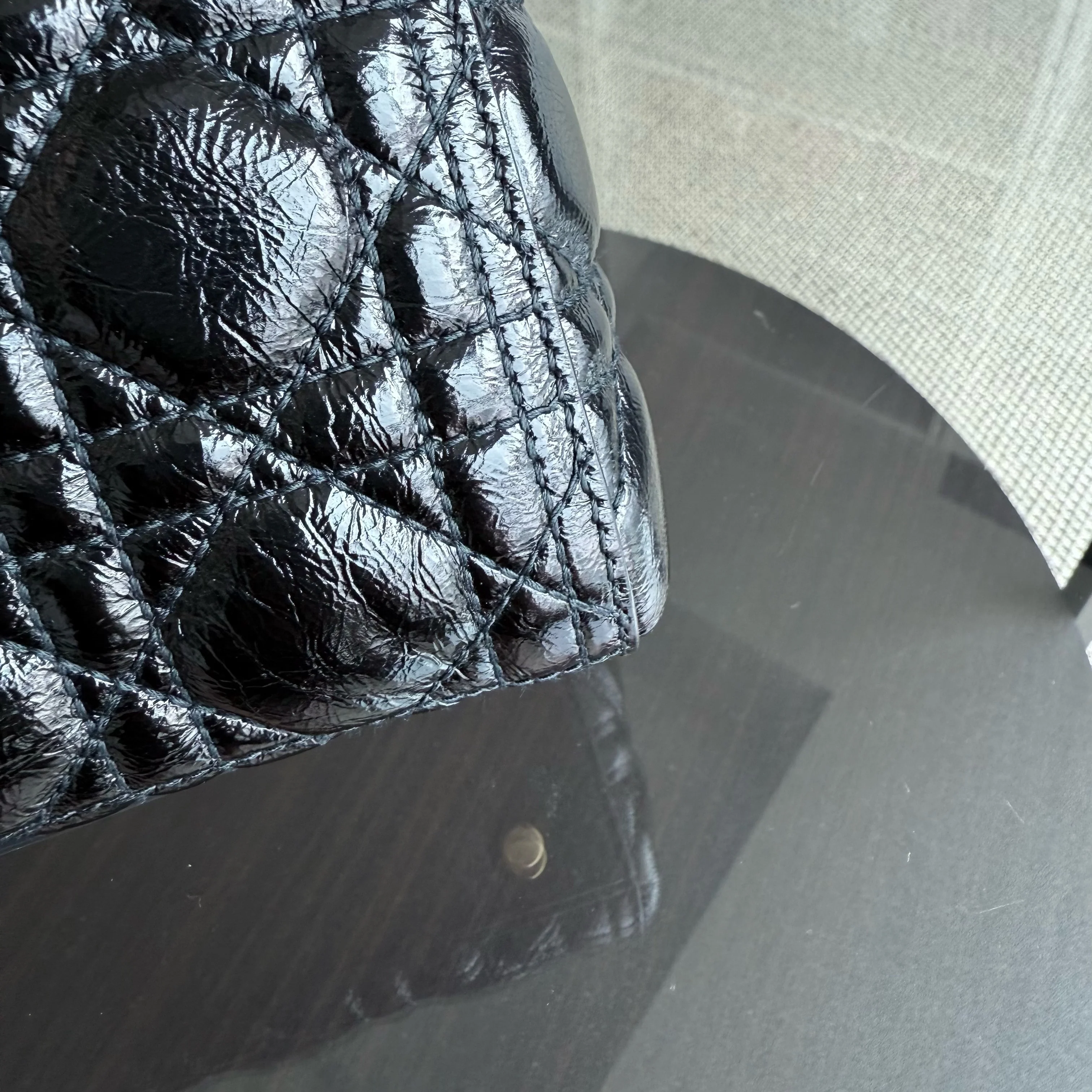 Dior Lady Large Flap - Canange Glazed Calfskin Black Gold Hardware