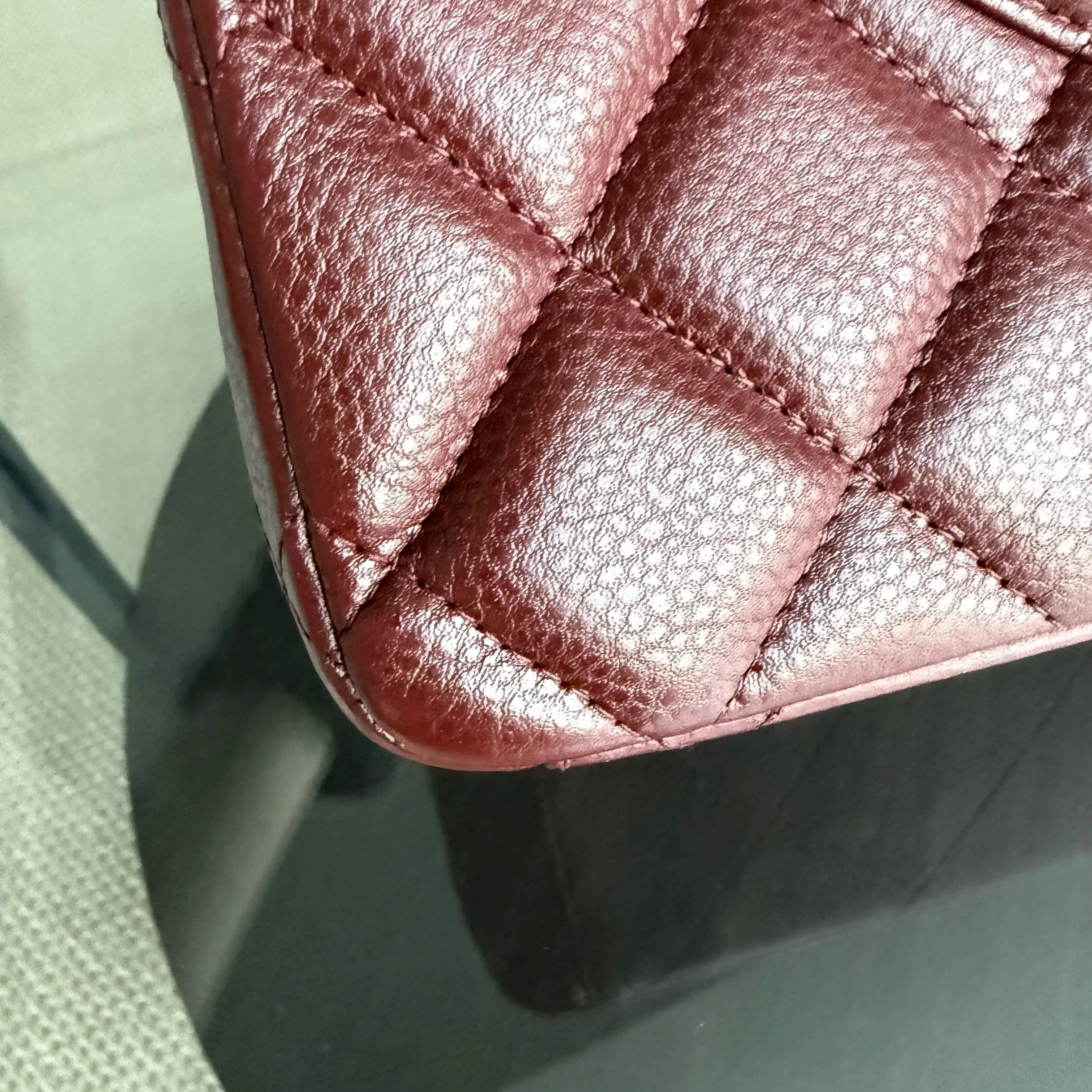 Chanel Classic Flap Maxi - Caviar Double Flap 33CM Quilted Grained Calfskin Burgundy Dark Red Silver Hardware Series 15