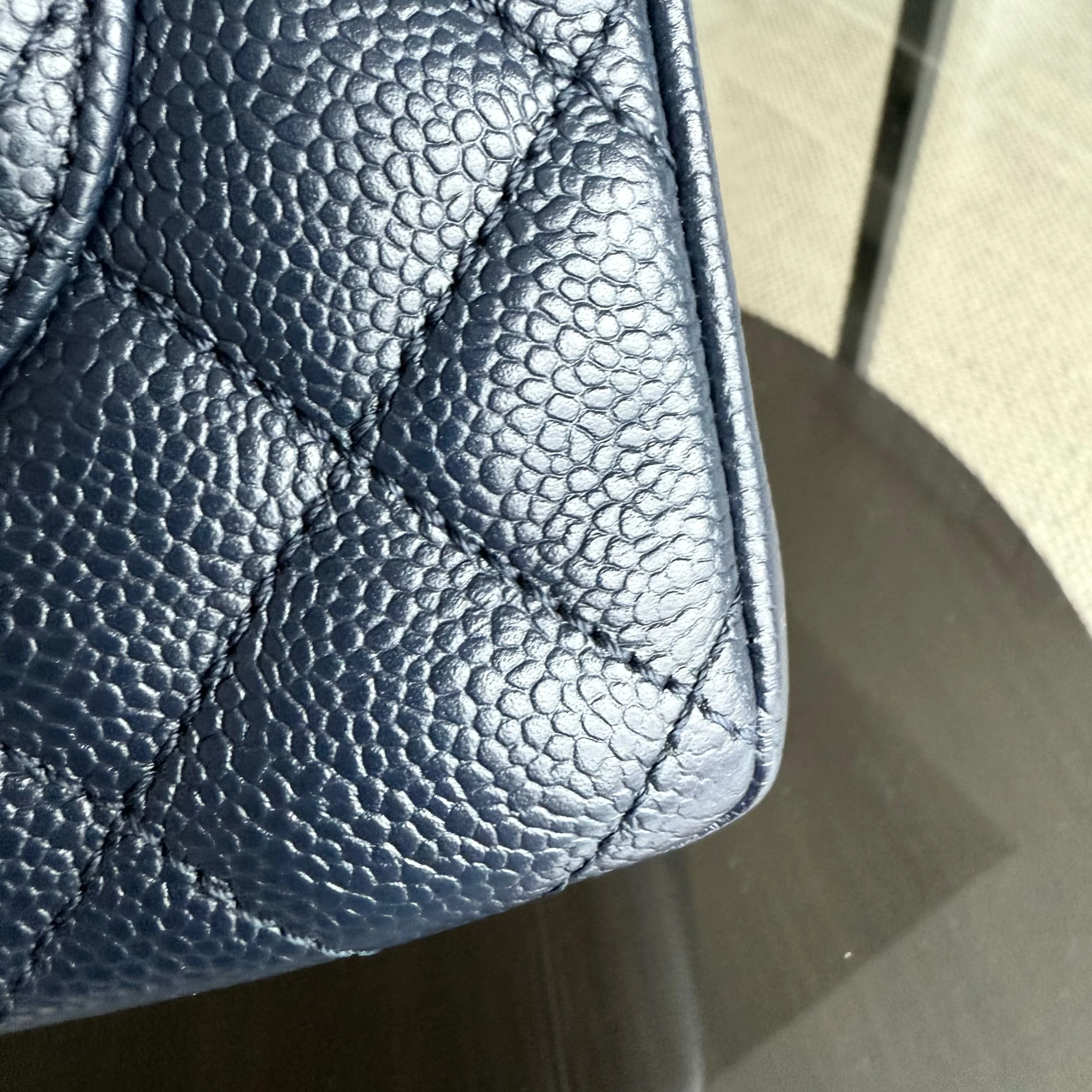 Chanel GST Grand Shopping Tote - Caviar Quilted Dark Blue Gold Hardware Series 19