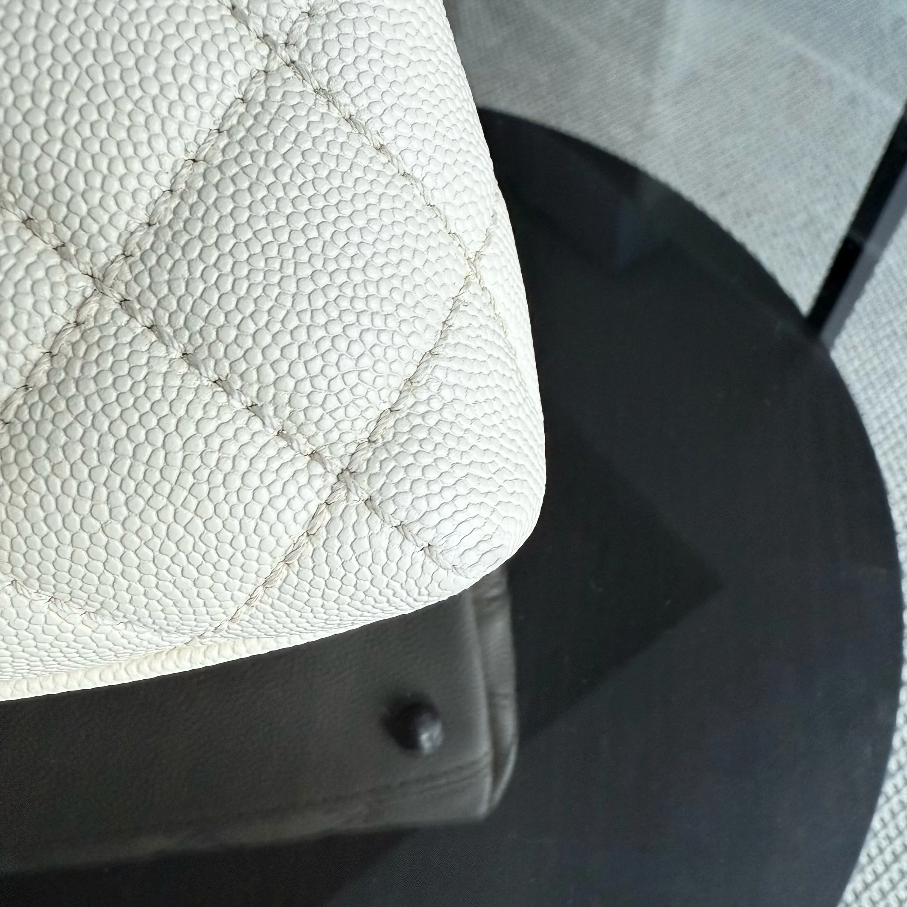 Chanel Coco Handle Small - Caviar Quilted Grained Calfskin White Ruthenium Silver Hardware