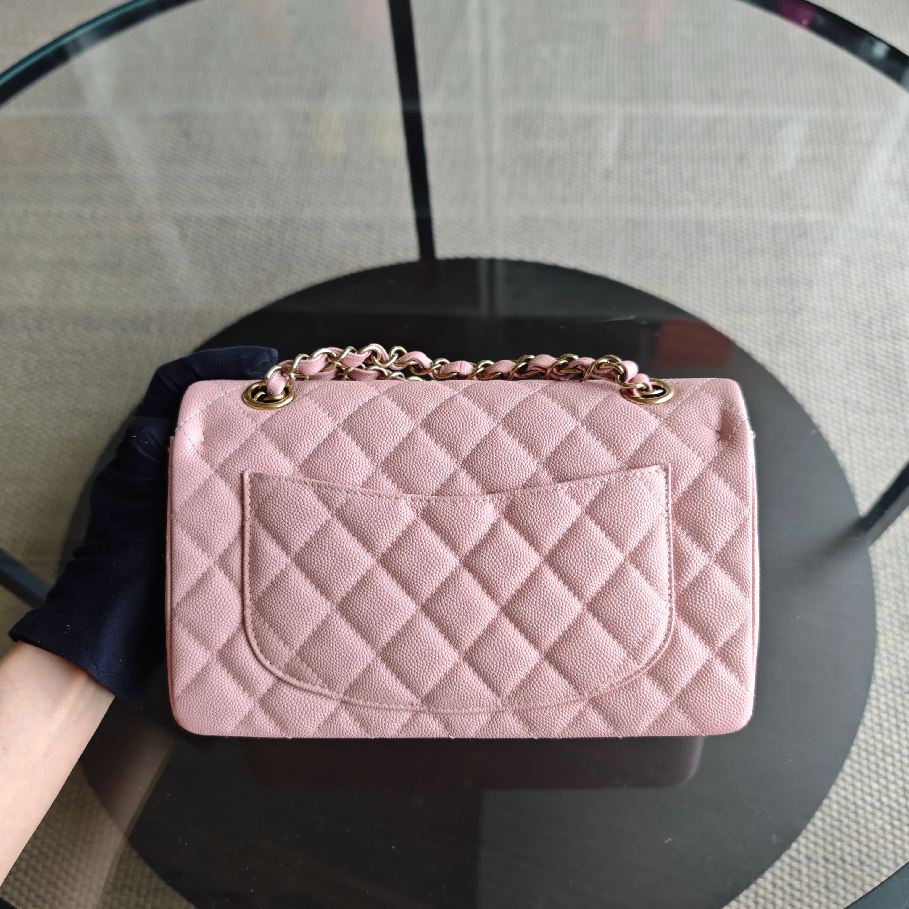 Chanel Classic Flap Small - Caviar 23CM Quilted Light Pink Gold Hardware Microchip